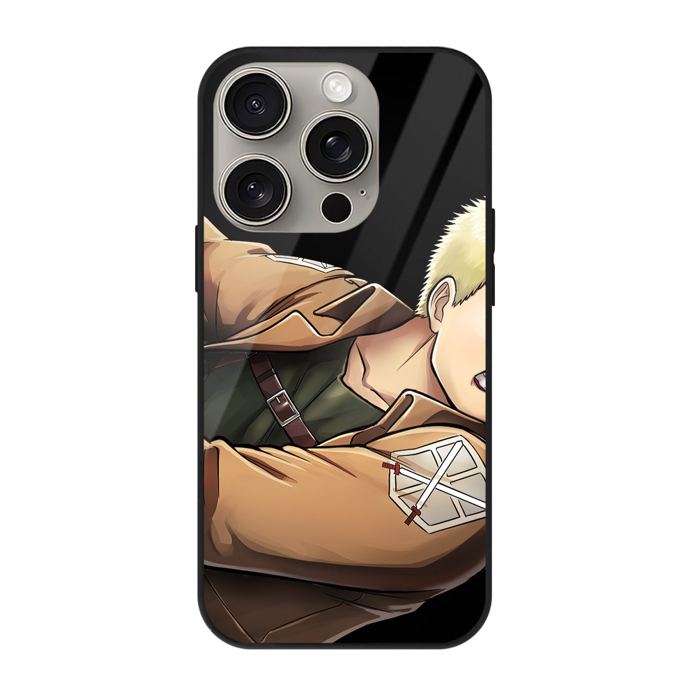 （画像用） 進撃の巨人 ライナー・ブラウン Attack on Titan Reiner Braun 【iPhone15Pro対応】スマホケース 耐衝撃＆黄変防止 背面ガラス