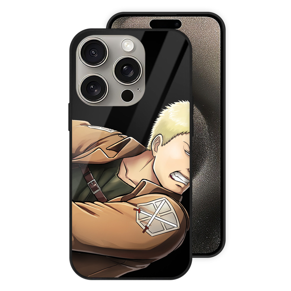 （画像用） 進撃の巨人 ライナー・ブラウン Attack on Titan Reiner Braun 【iPhone15Pro対応】スマホケース 耐衝撃＆黄変防止 背面ガラス