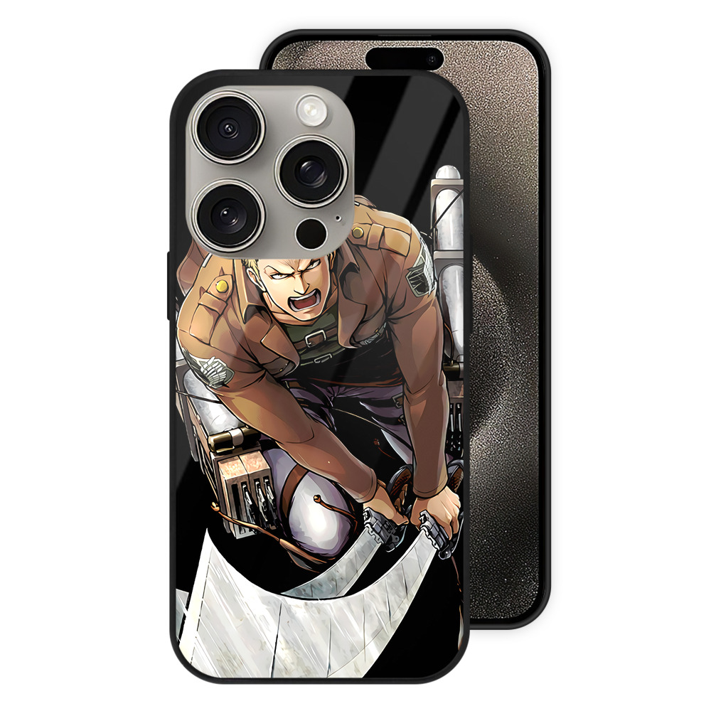 （画像用） 進撃の巨人 ライナー・ブラウン Attack on Titan Reiner Braun 【iPhone15Pro対応】スマホケース 耐衝撃＆黄変防止 背面ガラス