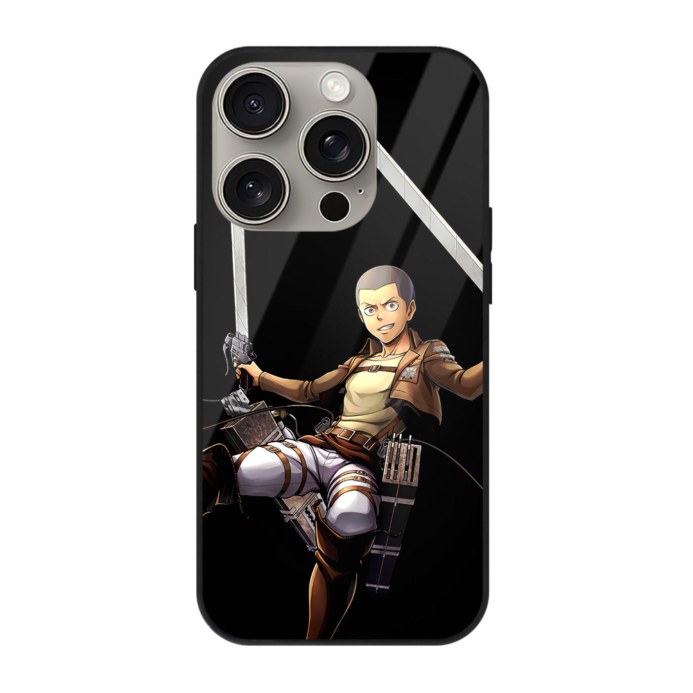 （画像用） 進撃の巨人 コニー·スプリンガー Attack on Titan Connie Springer 【iPhone15Pro対応】スマホケース 耐衝撃＆黄変防止 背面ガラス