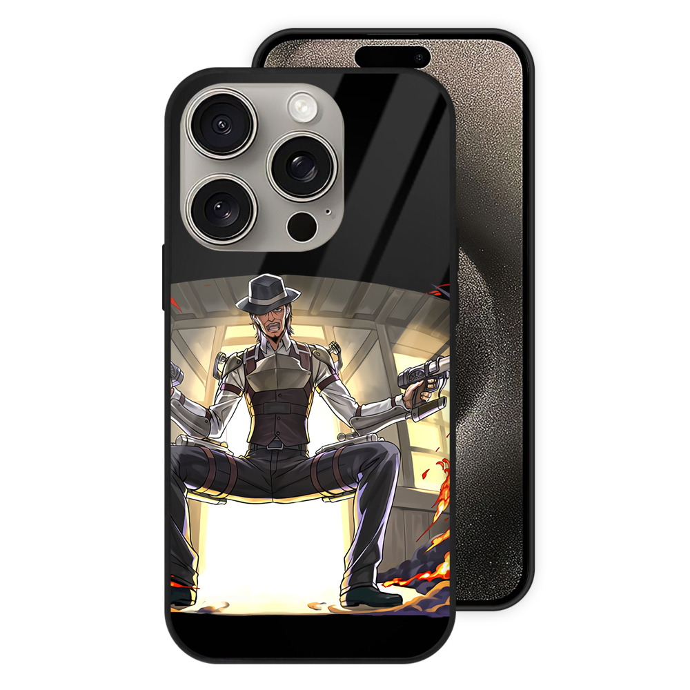 （画像用） 進撃の巨人 ケニー·アッカーマン Attack on Titan Kenny Ackerman 【iPhone15Pro対応】スマホケース 耐衝撃＆黄変防止 背面ガラス