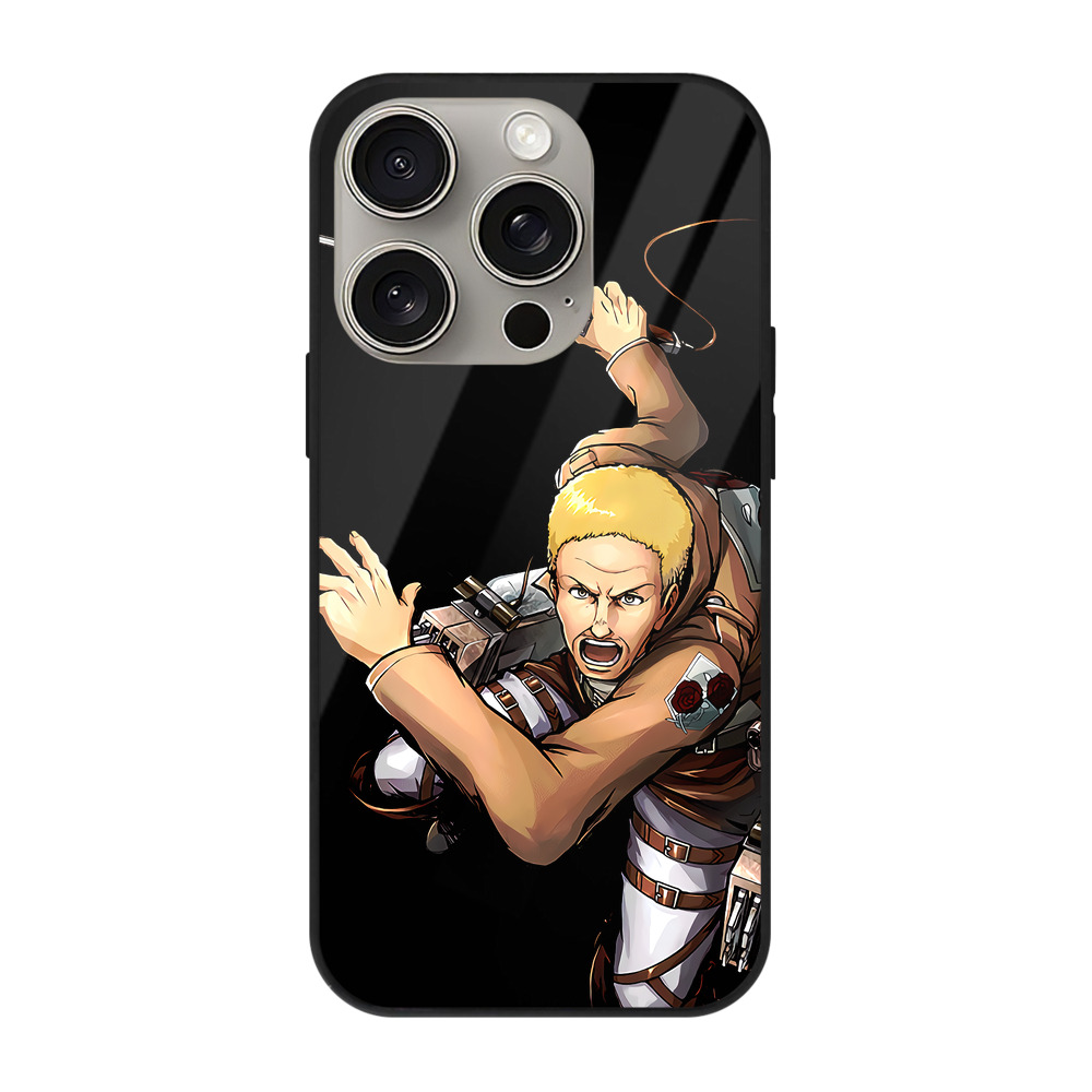 （画像用） 進撃の巨人 ハンネス Attack on Titan Hannes 【iPhone15Pro対応】スマホケース 耐衝撃＆黄変防止 背面ガラス
