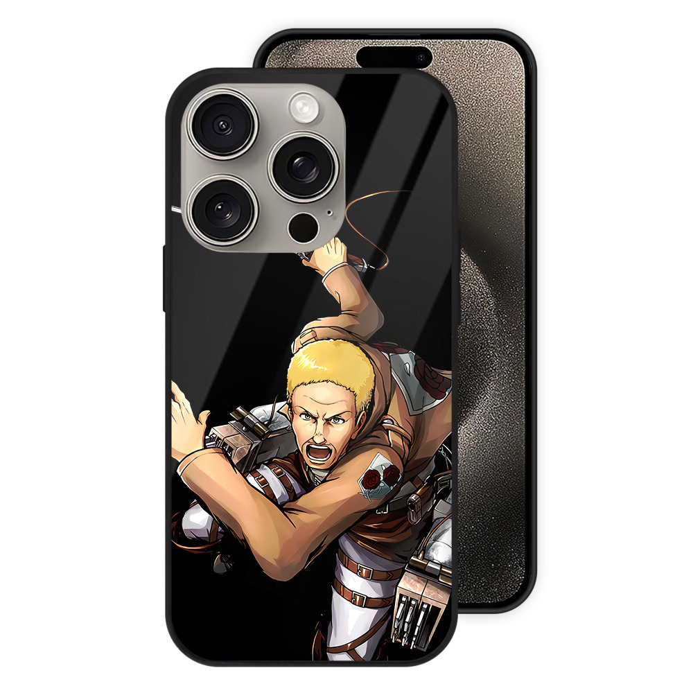 （画像用） 進撃の巨人 ハンネス Attack on Titan Hannes 【iPhone15Pro対応】スマホケース 耐衝撃＆黄変防止 背面ガラス