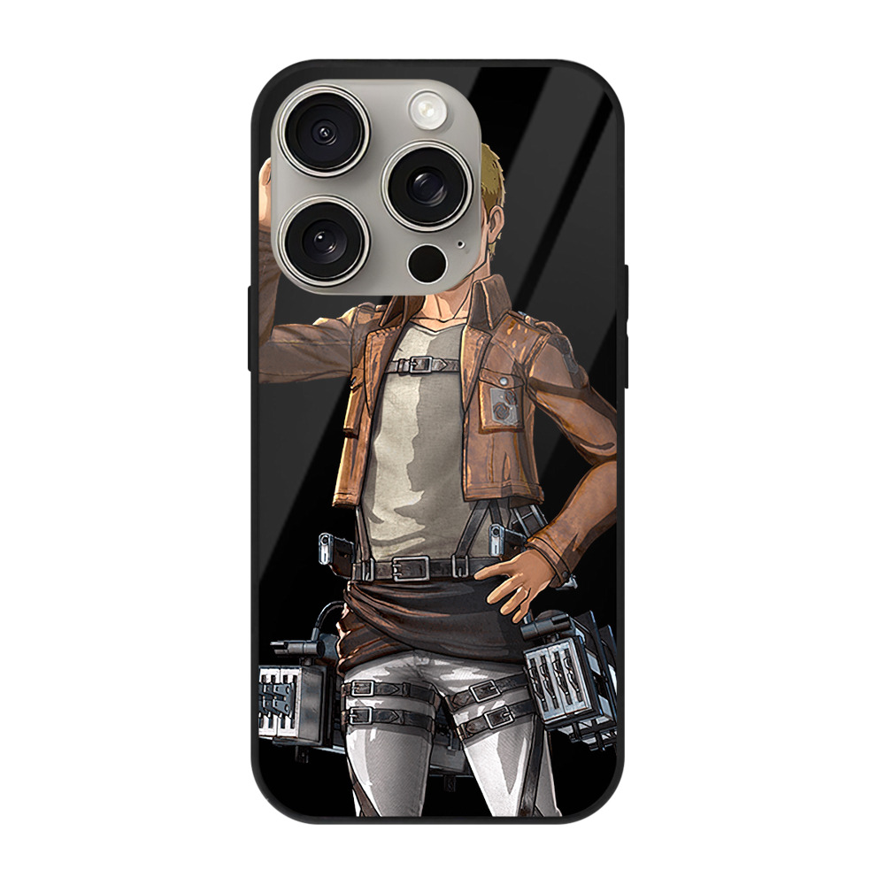（画像用） 進撃の巨人 ハンネス Attack on Titan Hannes 【iPhone15Pro対応】スマホケース 耐衝撃＆黄変防止 背面ガラス