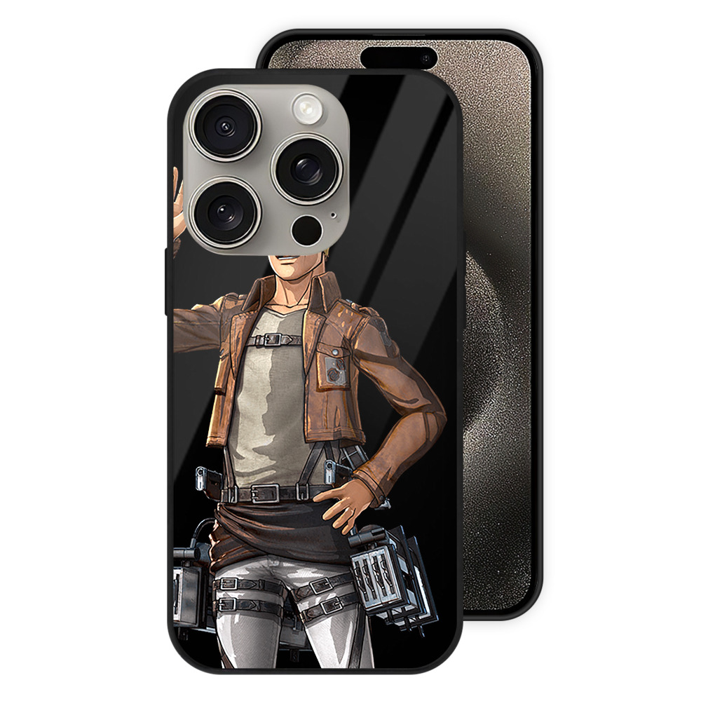 （画像用） 進撃の巨人 ハンネス Attack on Titan Hannes 【iPhone15Pro対応】スマホケース 耐衝撃＆黄変防止 背面ガラス