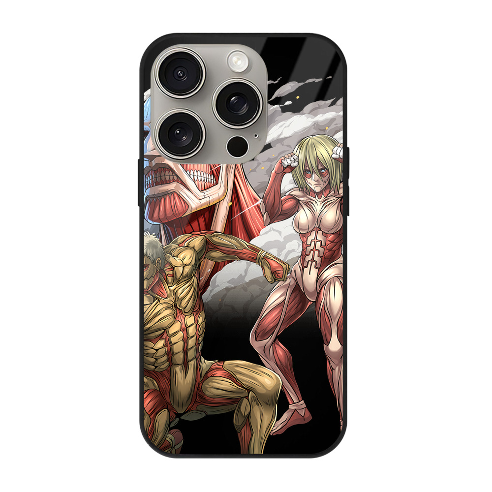 （画像用） 進撃の巨人 Attack on Titan 【iPhone15Pro対応】スマホケース 耐衝撃＆黄変防止 背面ガラス