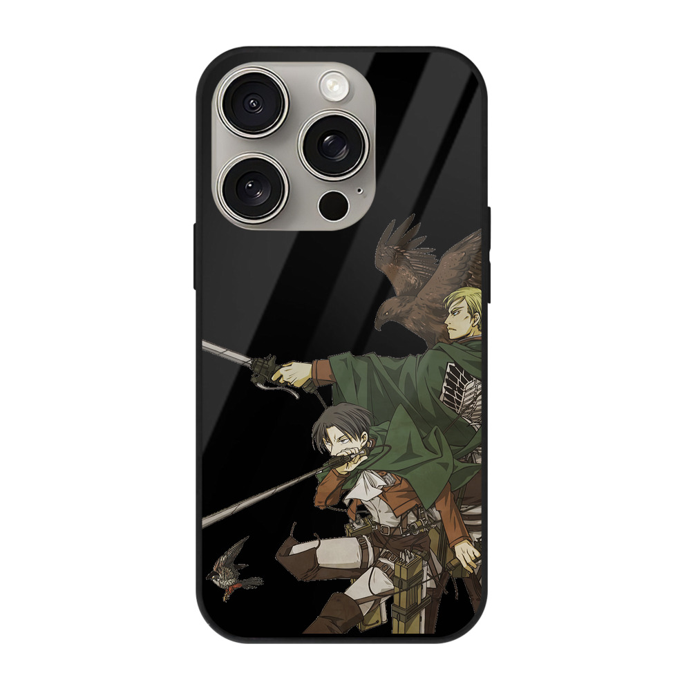 （画像用） 進撃の巨人 Attack on Titan 【iPhone15Pro対応】スマホケース 耐衝撃＆黄変防止 背面ガラス