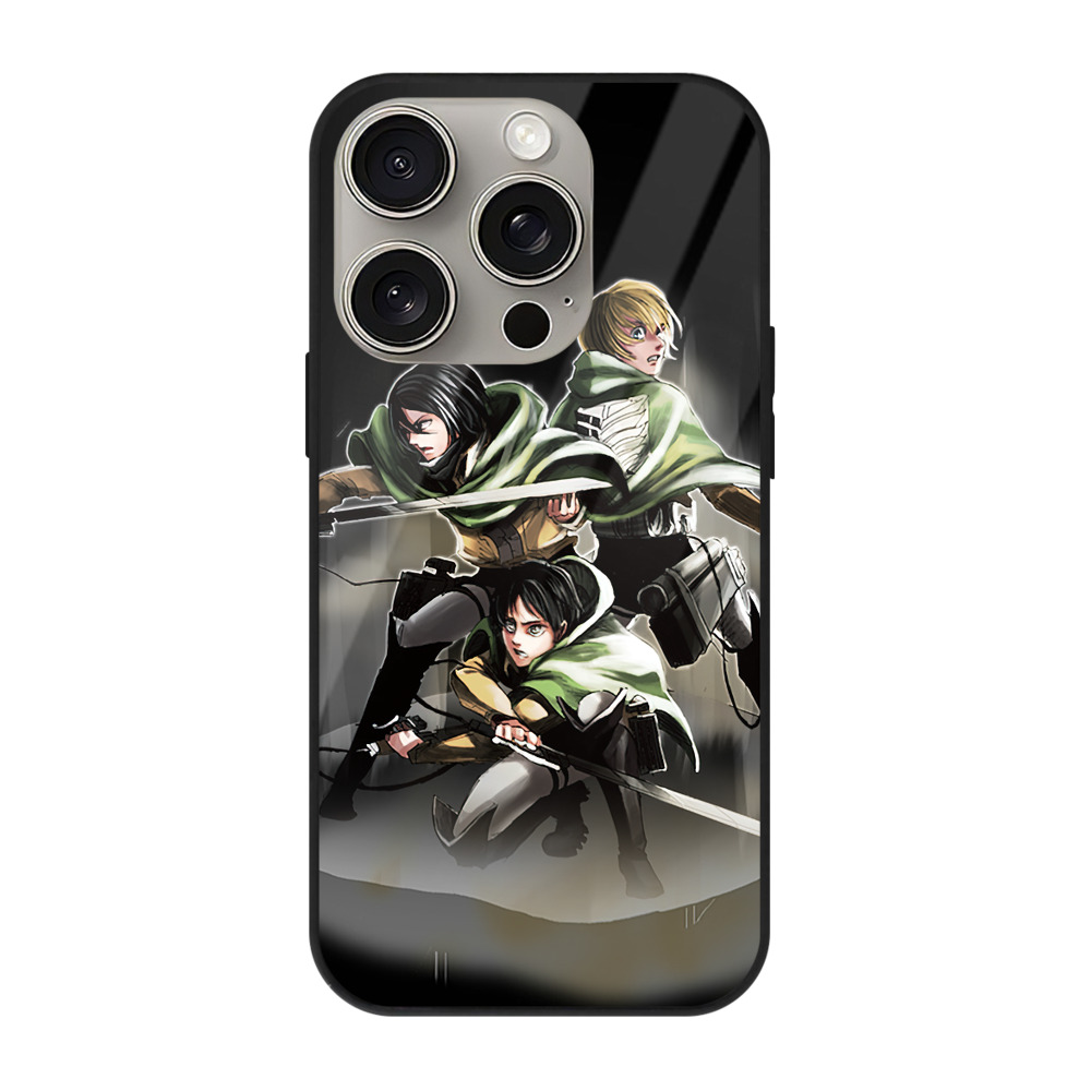（画像用） 進撃の巨人 Attack on Titan 【iPhone15Pro対応】スマホケース 耐衝撃＆黄変防止 背面ガラス