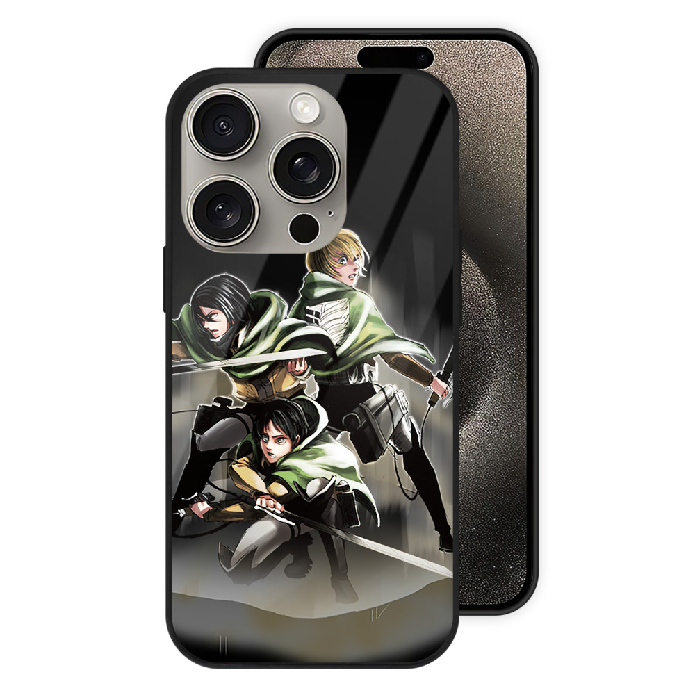（画像用） 進撃の巨人 Attack on Titan 【iPhone15Pro対応】スマホケース 耐衝撃＆黄変防止 背面ガラス