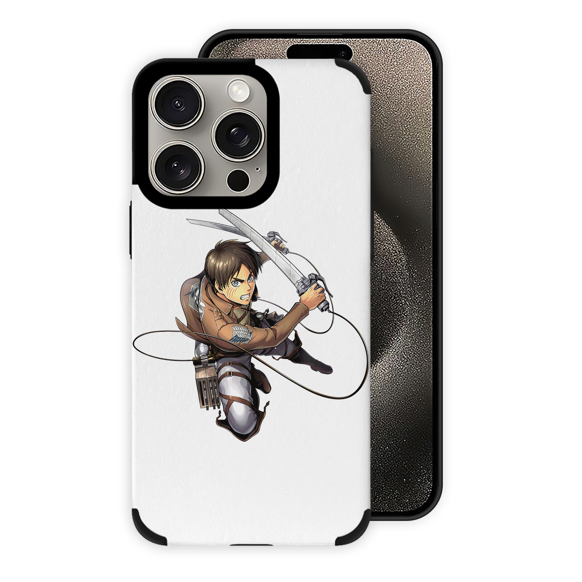 （画像用） 進撃の巨人 エレン･イェーガー Attack on Titan Eren Jäger 【iPhone15ProMax対応】 PUレザー スマホケース 耐衝撃＆黄変防止