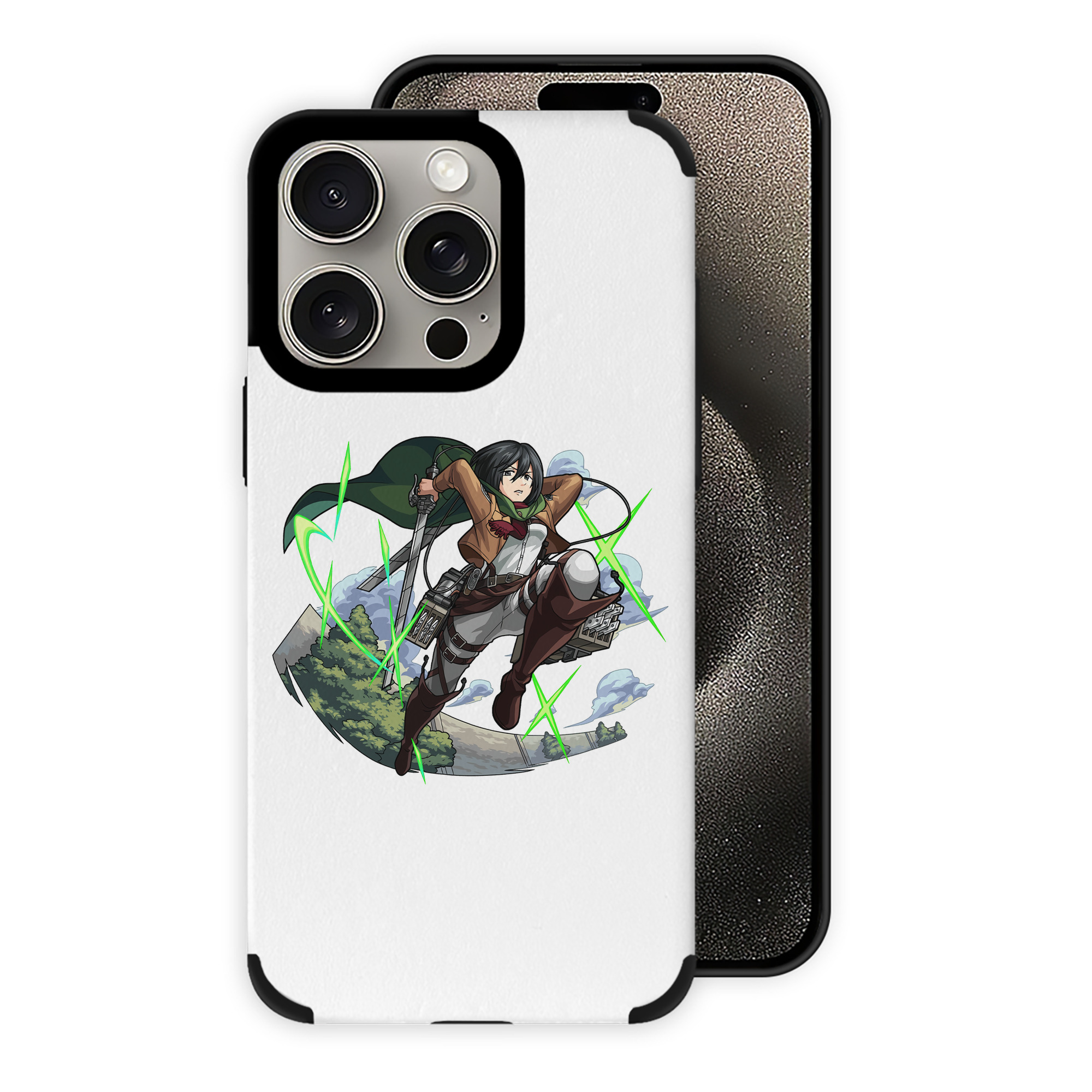 （画像用） 進撃の巨人 ミカサ·アッカーマン Attack on Titan Mikasa Ackerman 【iPhone15ProMax対応】 PUレザー スマホケース 耐衝撃＆黄変防止