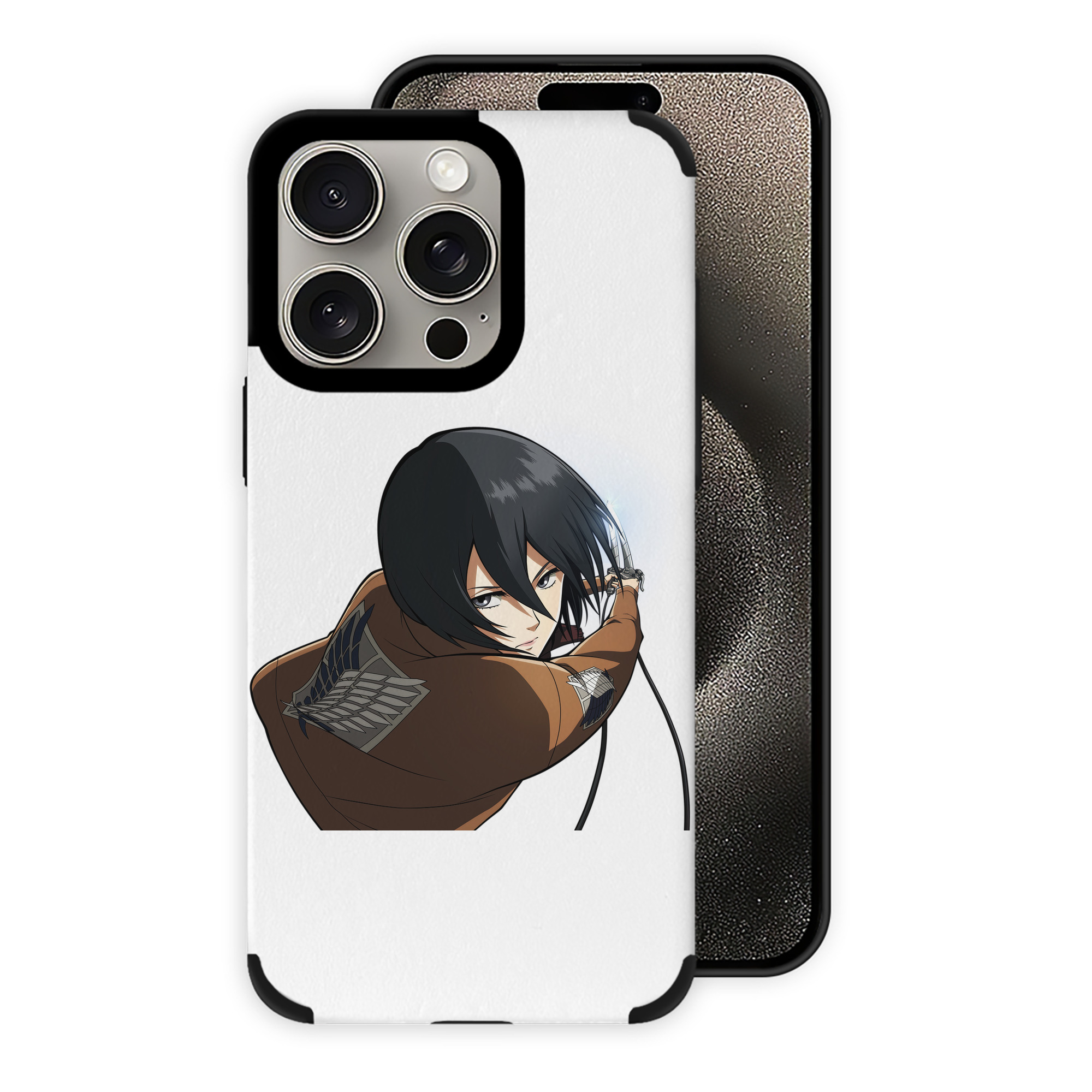 （画像用） 進撃の巨人 ミカサ·アッカーマン Attack on Titan Mikasa Ackerman 【iPhone15ProMax対応】 PUレザー スマホケース 耐衝撃＆黄変防止