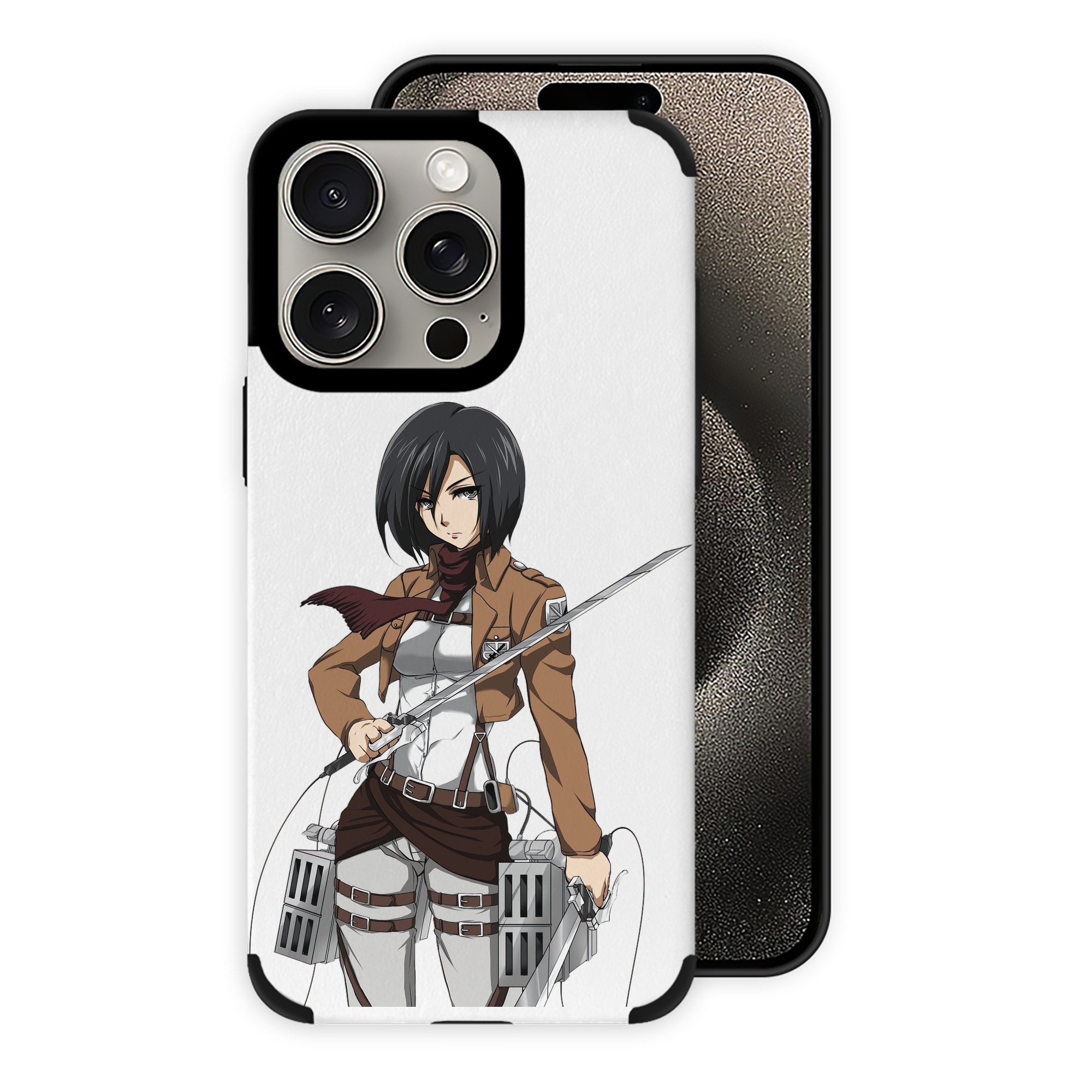 （画像用） 進撃の巨人 ミカサ·アッカーマン Attack on Titan Mikasa Ackerman 【iPhone15ProMax対応】 PUレザー スマホケース 耐衝撃＆黄変防止