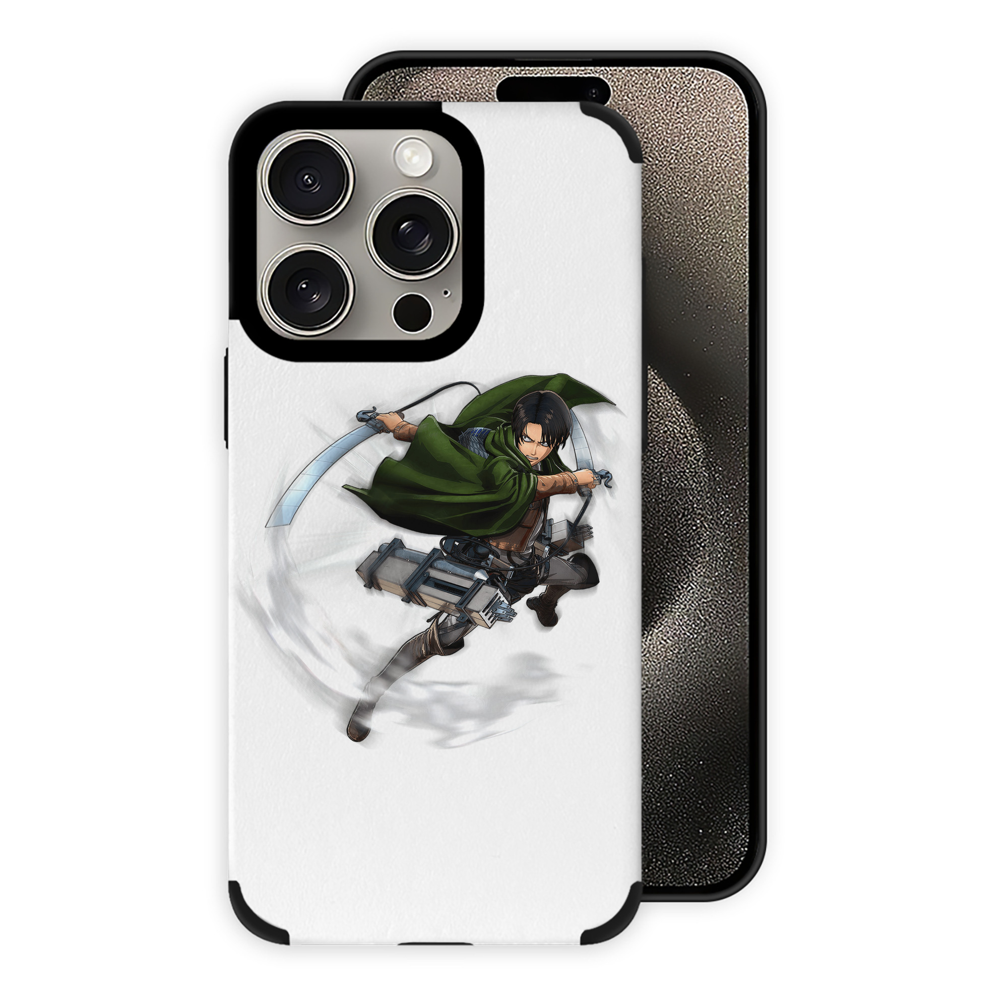 （画像用） 進撃の巨人 リヴァイ·アッカーマン Attack on Titan Levi Ackerman 【iPhone15ProMax対応】 PUレザー スマホケース 耐衝撃＆黄変防止