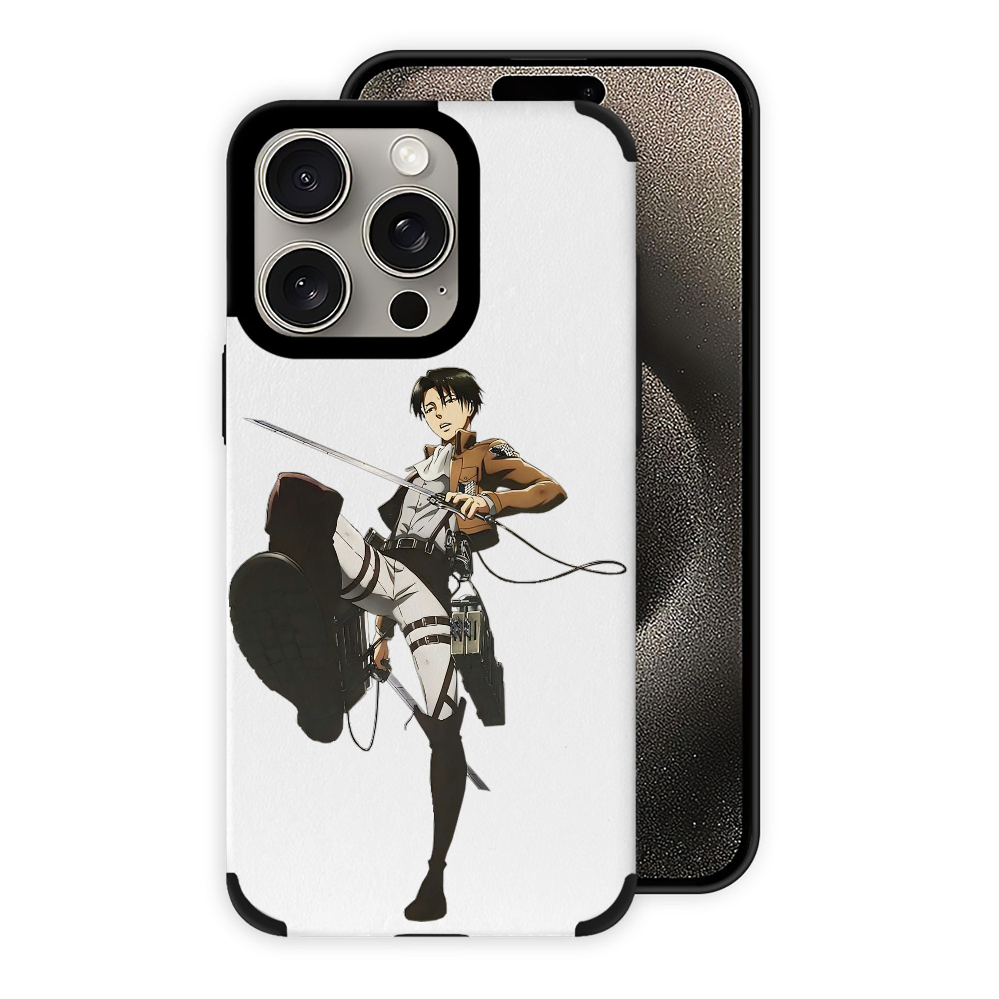 （画像用） 進撃の巨人 リヴァイ·アッカーマン Attack on Titan Levi Ackerman 【iPhone15ProMax対応】 PUレザー スマホケース 耐衝撃＆黄変防止