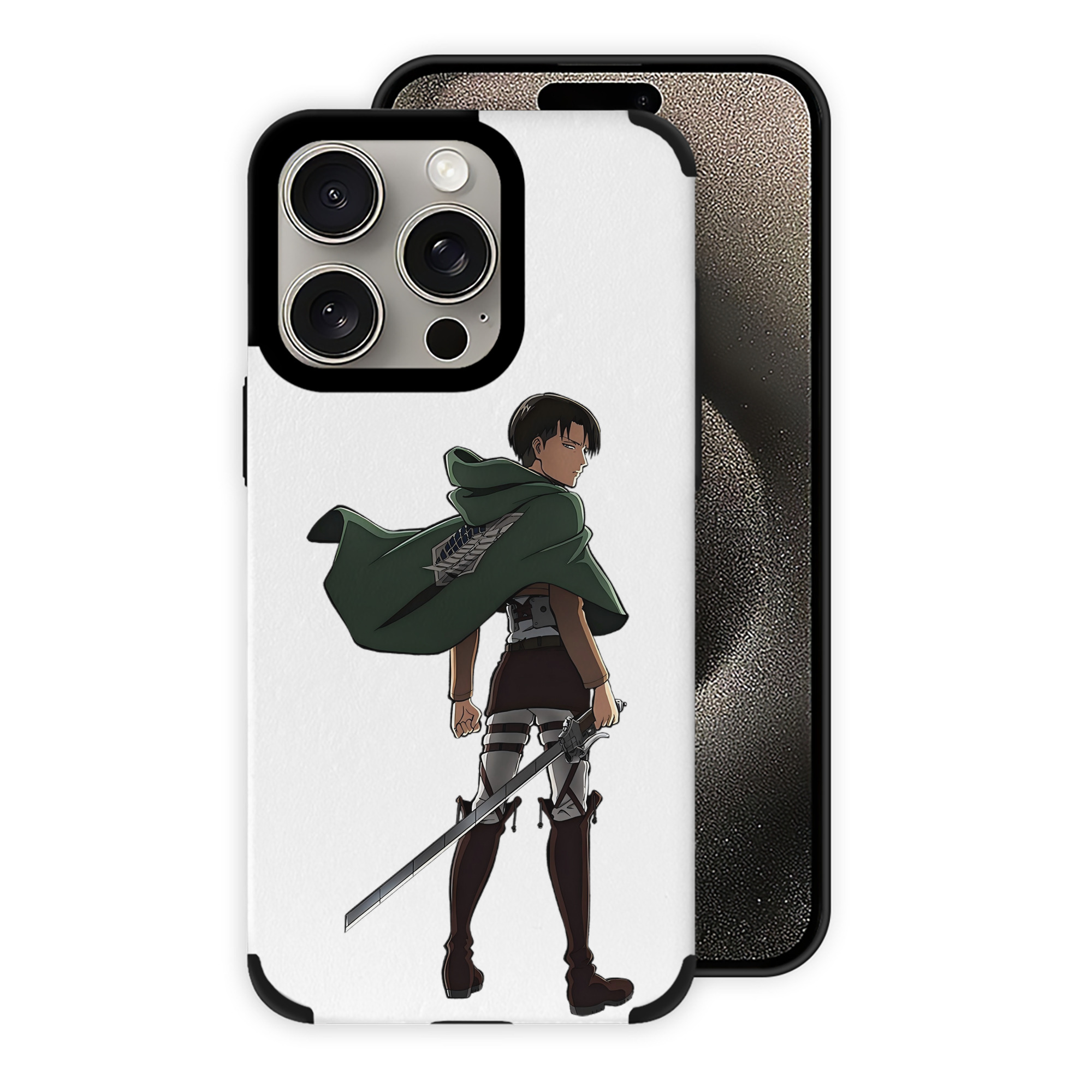 （画像用） 進撃の巨人 リヴァイ·アッカーマン Attack on Titan Levi Ackerman 【iPhone15ProMax対応】 PUレザー スマホケース 耐衝撃＆黄変防止