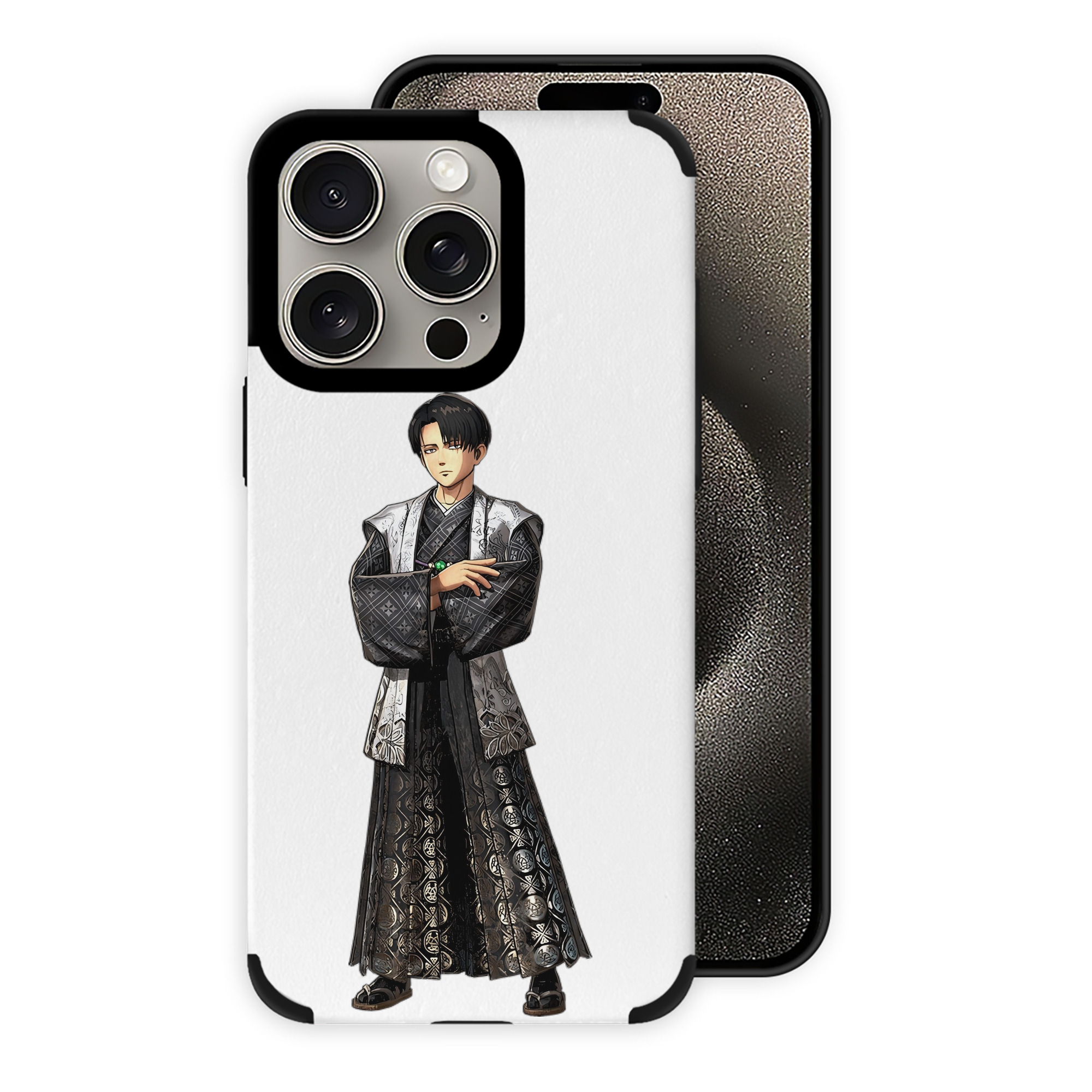 （画像用） 進撃の巨人 リヴァイ·アッカーマン Attack on Titan Levi Ackerman 【iPhone15ProMax対応】 PUレザー スマホケース 耐衝撃＆黄変防止