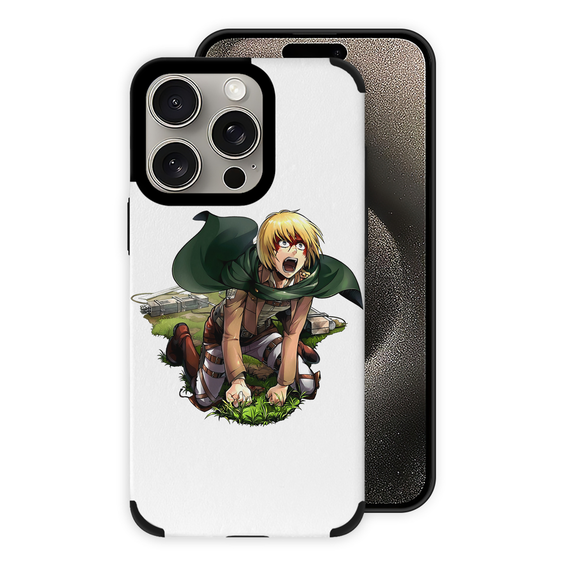 （画像用） 進撃の巨人 アルミン·アルレルト Attack on Titan Armin Arlert 【iPhone15ProMax対応】 PUレザー スマホケース 耐衝撃＆黄変防止