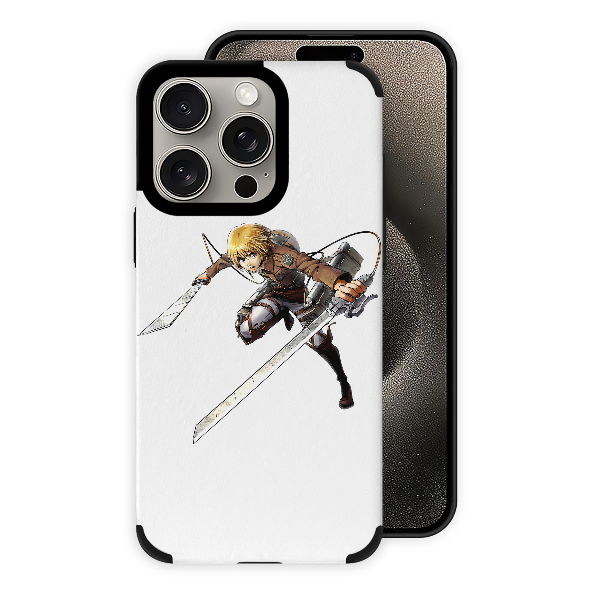 （画像用） 進撃の巨人 アルミン·アルレルト Attack on Titan Armin Arlert 【iPhone15ProMax対応】 PUレザー スマホケース 耐衝撃＆黄変防止