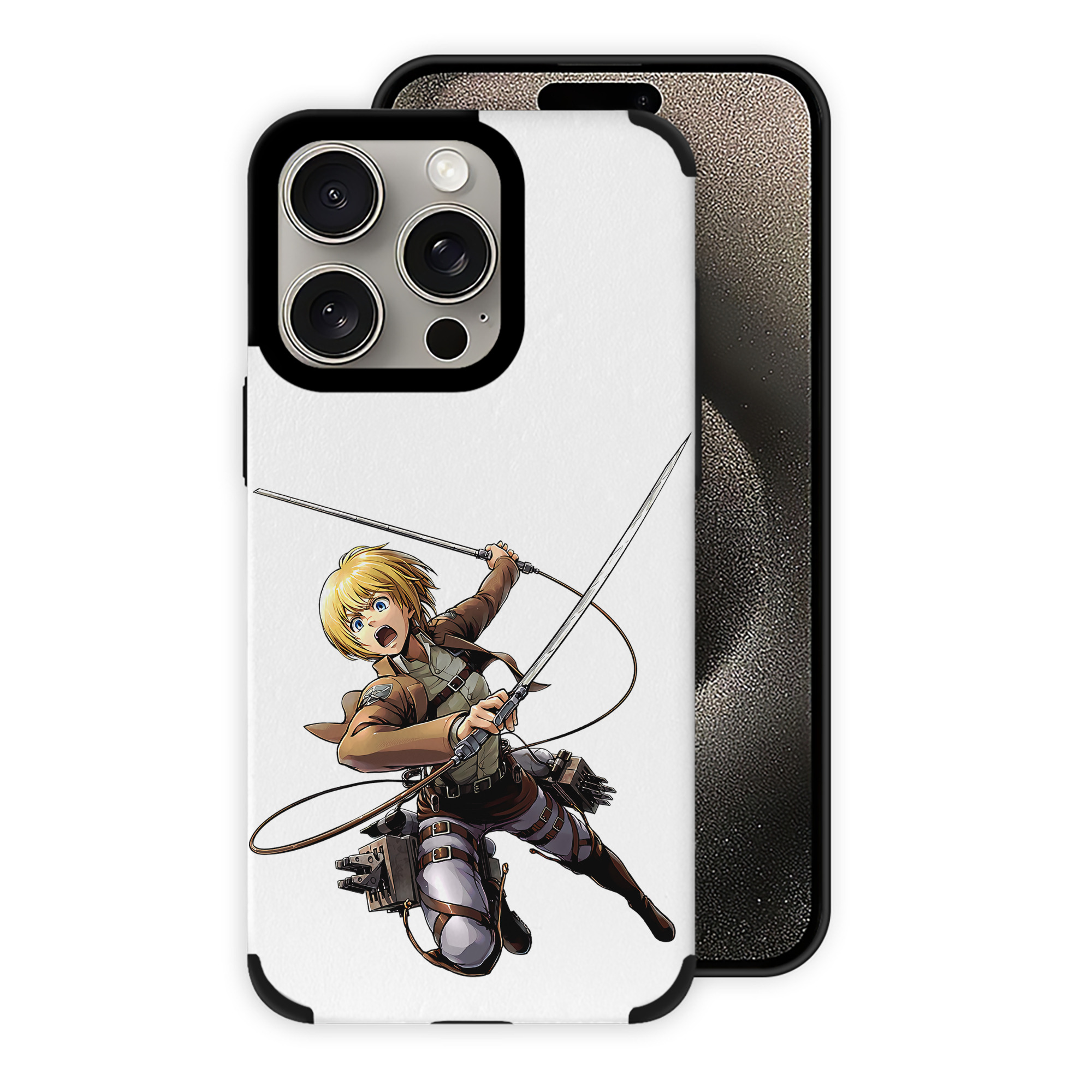（画像用） 進撃の巨人 アルミン·アルレルト Attack on Titan Armin Arlert 【iPhone15ProMax対応】 PUレザー スマホケース 耐衝撃＆黄変防止