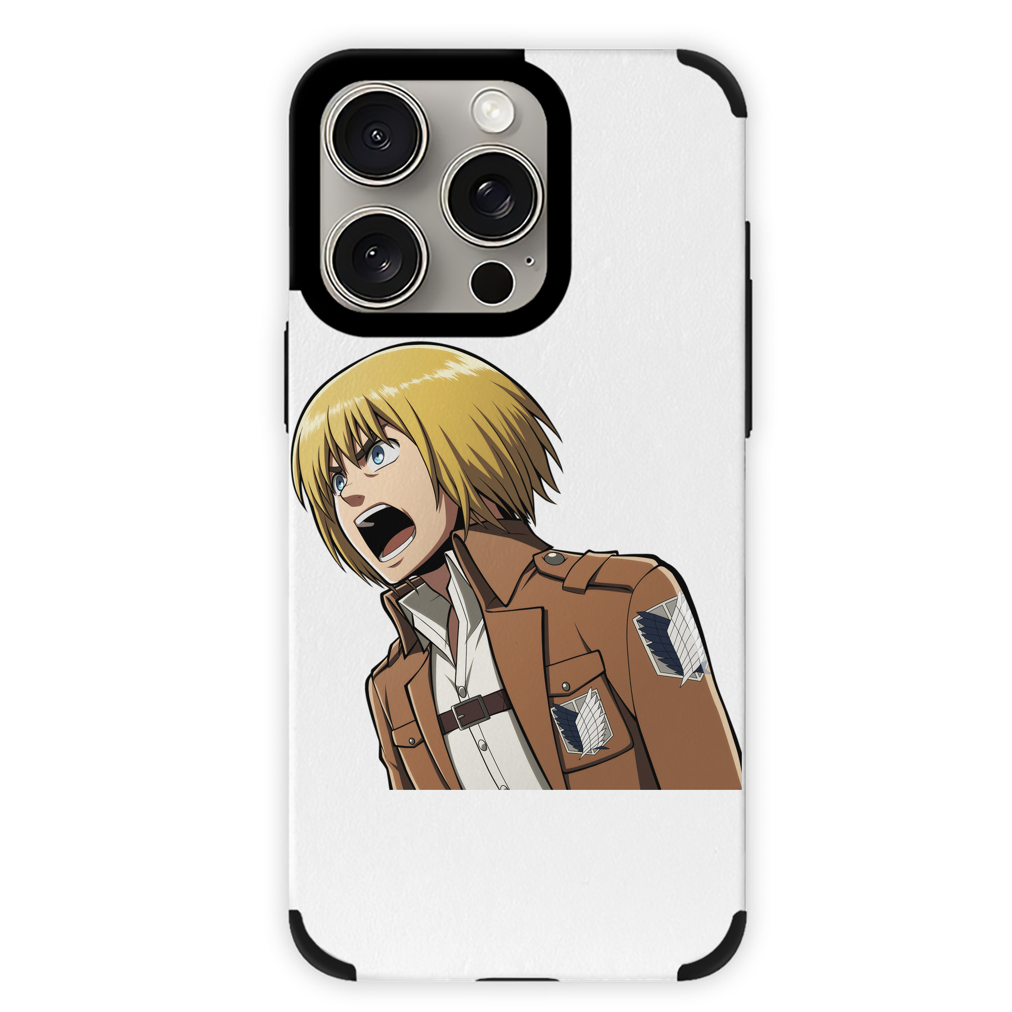 （画像用） 進撃の巨人 アルミン·アルレルト Attack on Titan Armin Arlert 【iPhone15ProMax対応】 PUレザー スマホケース 耐衝撃＆黄変防止