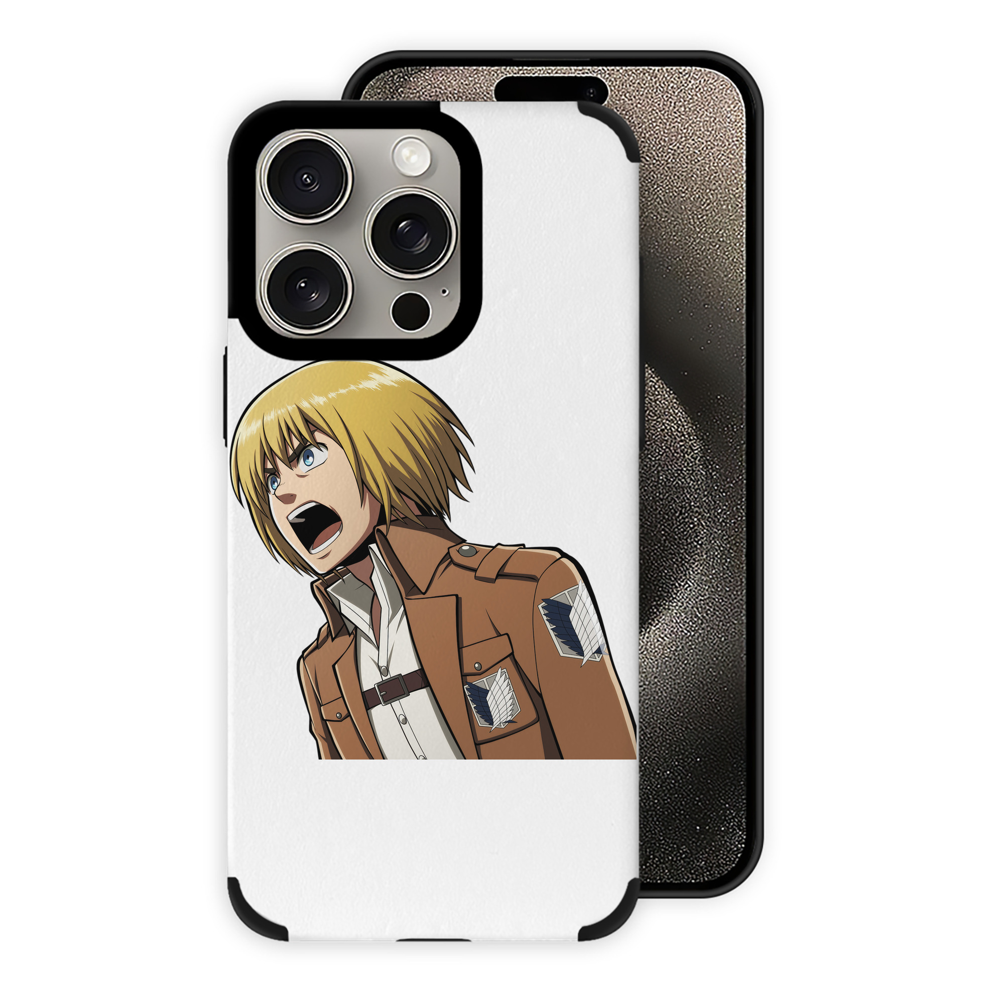 （画像用） 進撃の巨人 アルミン·アルレルト Attack on Titan Armin Arlert 【iPhone15ProMax対応】 PUレザー スマホケース 耐衝撃＆黄変防止