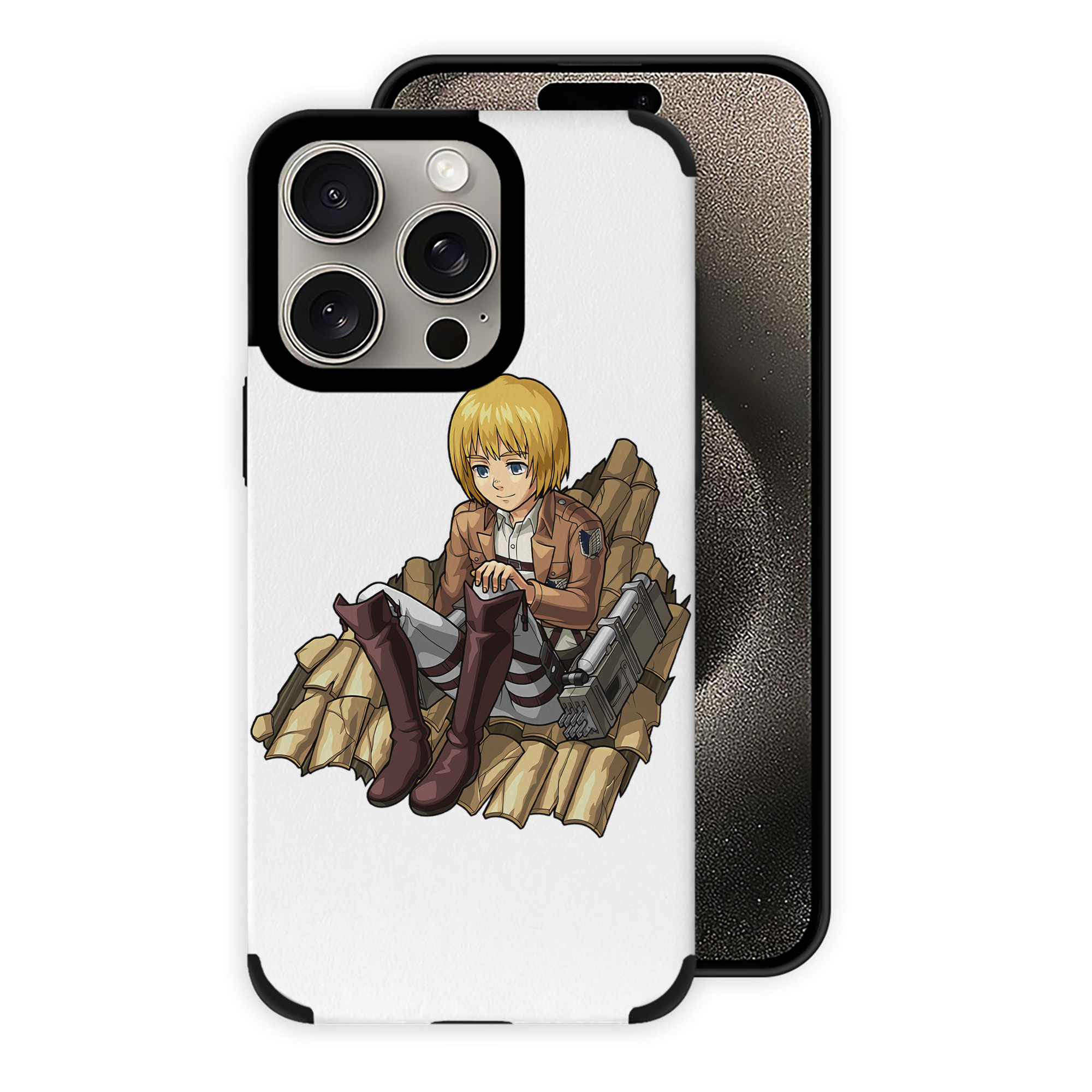 （画像用） 進撃の巨人 アルミン·アルレルト Attack on Titan Armin Arlert 【iPhone15ProMax対応】 PUレザー スマホケース 耐衝撃＆黄変防止