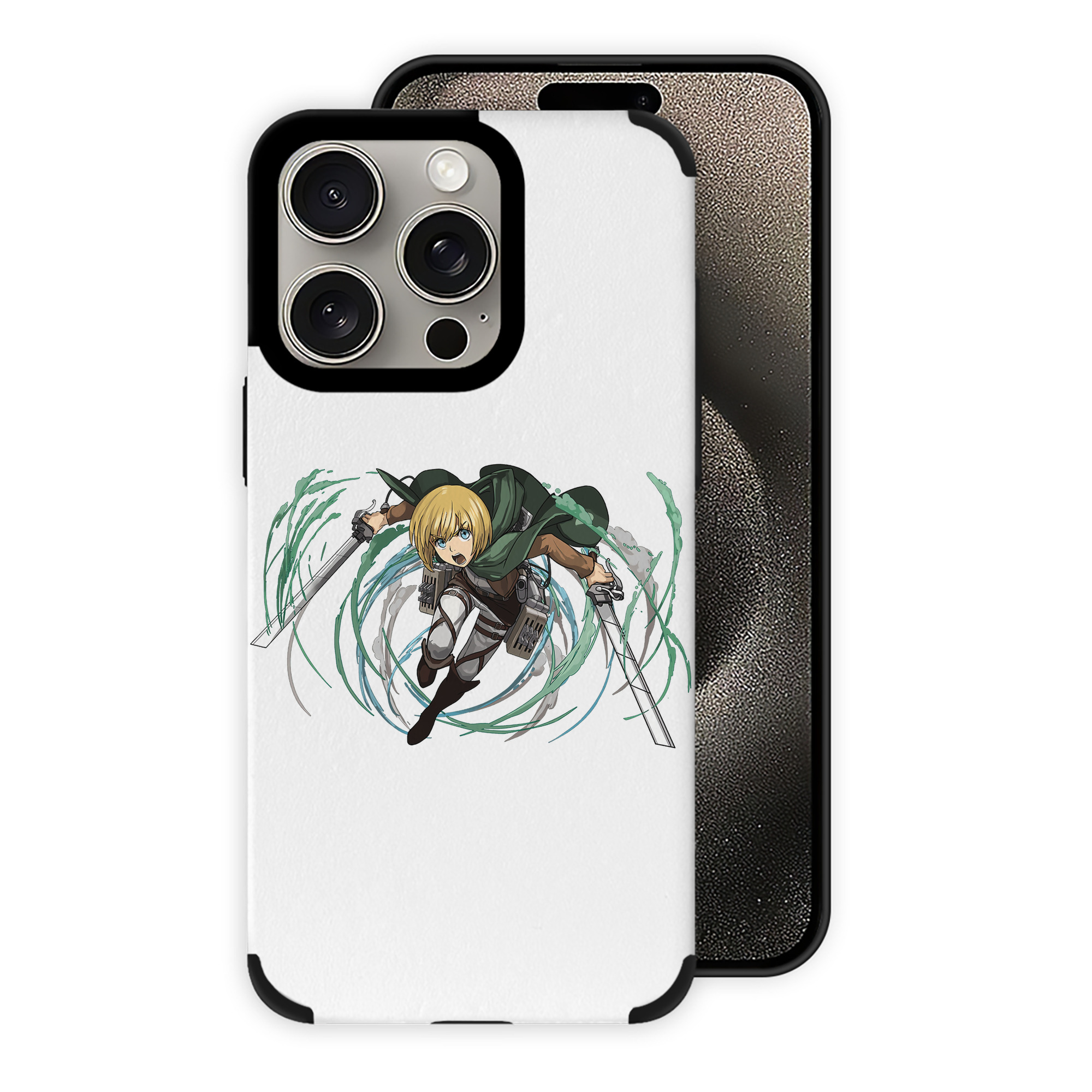 （画像用） 進撃の巨人 アルミン·アルレルト Attack on Titan Armin Arlert 【iPhone15ProMax対応】 PUレザー スマホケース 耐衝撃＆黄変防止