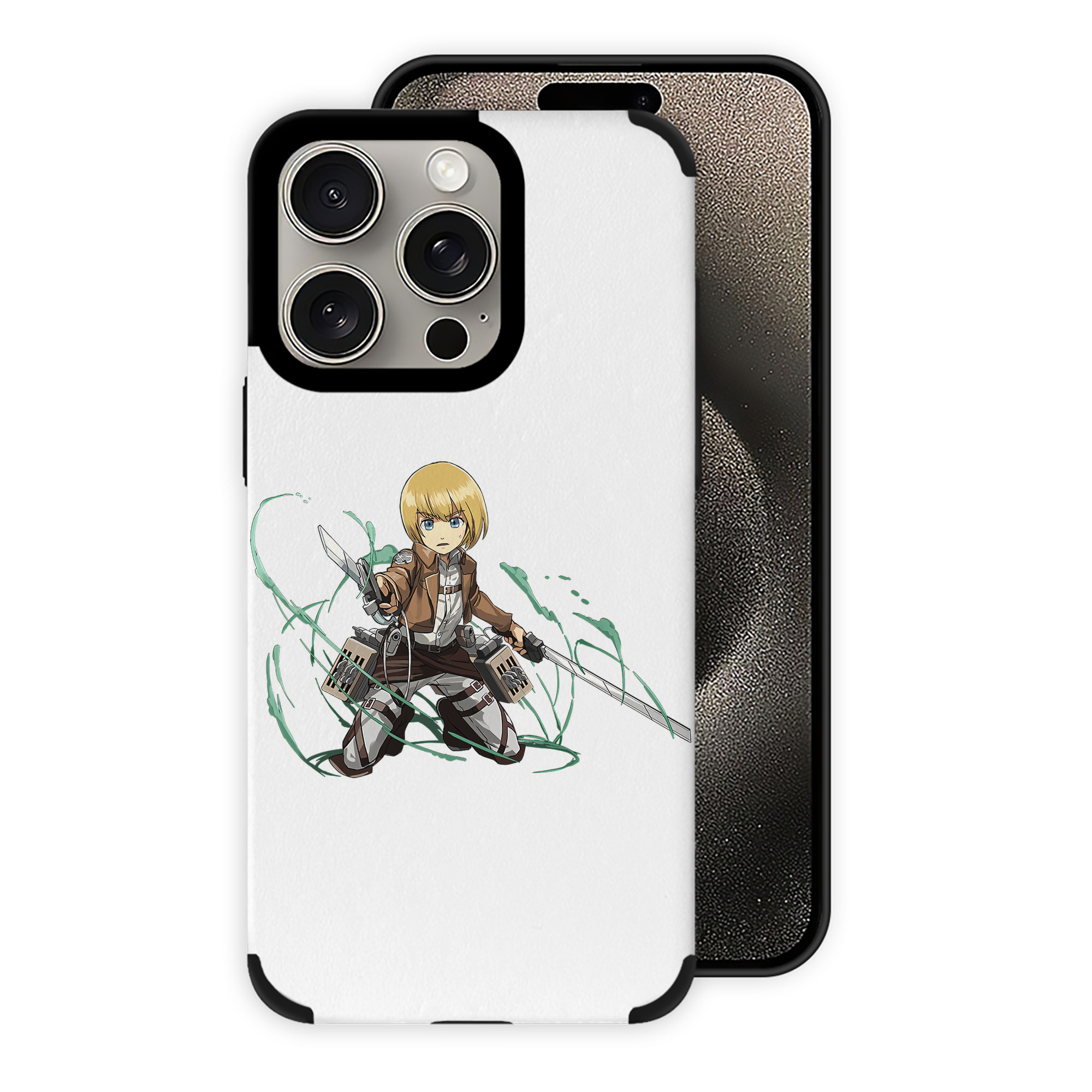 （画像用） 進撃の巨人 アルミン·アルレルト Attack on Titan Armin Arlert 【iPhone15ProMax対応】 PUレザー スマホケース 耐衝撃＆黄変防止