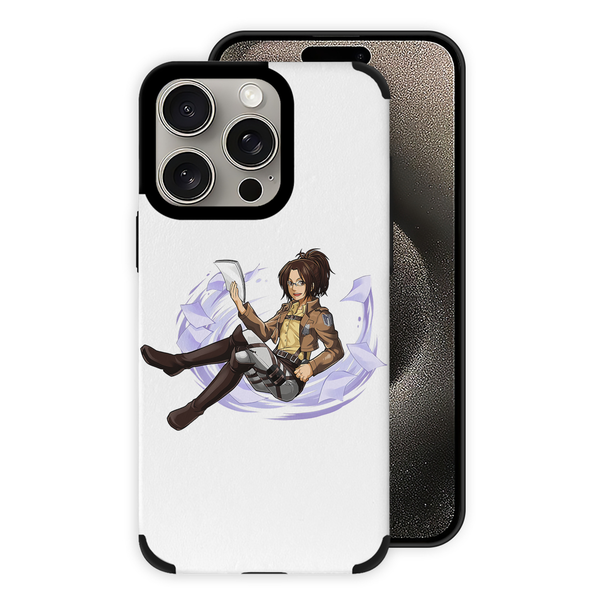 （画像用） 進撃の巨人 ハンジ·ゾエ Attack on Titan Hanji Zoe 【iPhone15ProMax対応】 PUレザー スマホケース 耐衝撃＆黄変防止