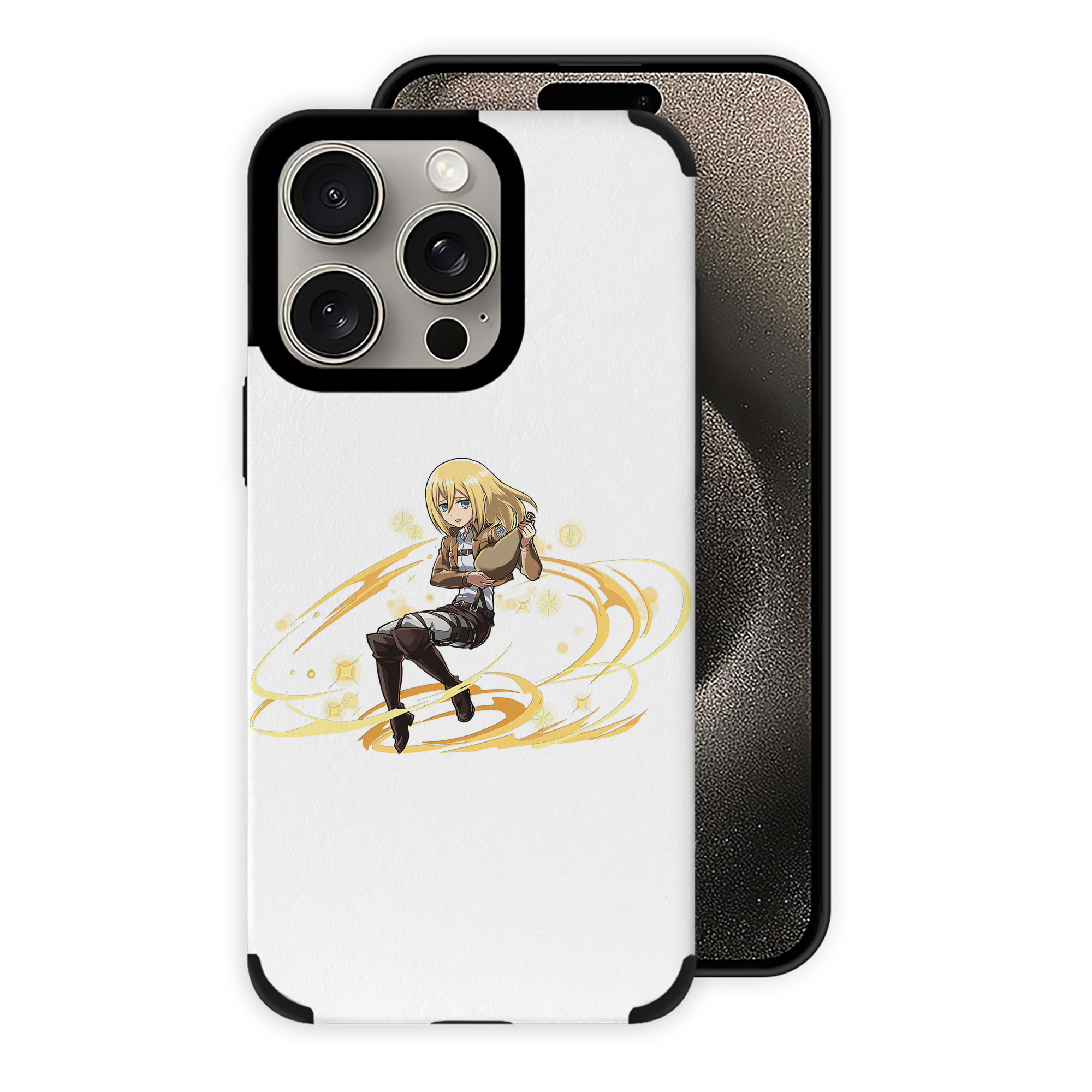 （画像用） 進撃の巨人 クリスタ·レンズ Attack on Titan Christa Lenz 【iPhone15ProMax対応】 PUレザー スマホケース 耐衝撃＆黄変防止