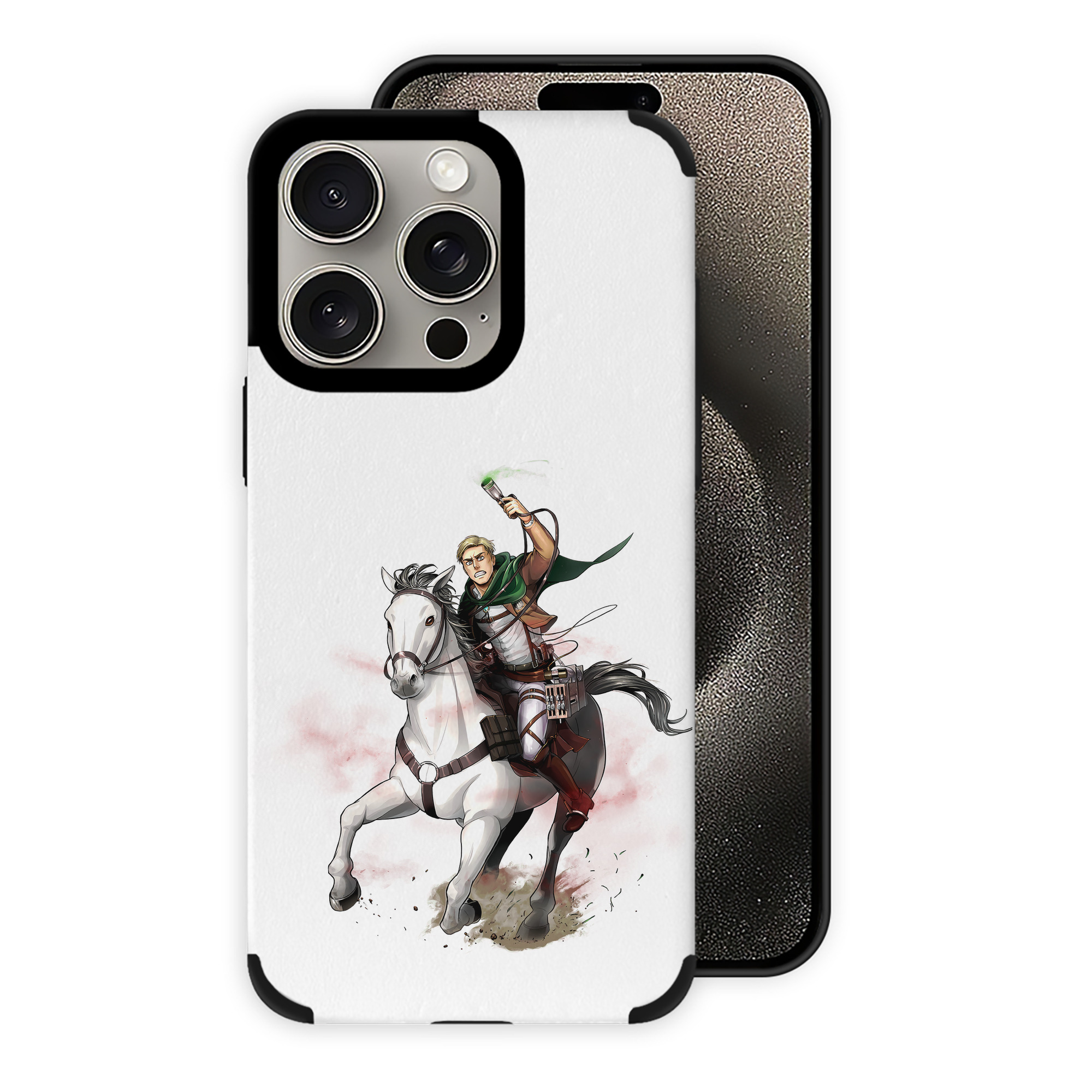 （画像用） 進撃の巨人 エルヴィン・スミス Attack on Titan Erwin Smith 【iPhone15ProMax対応】 PUレザー スマホケース 耐衝撃＆黄変防止