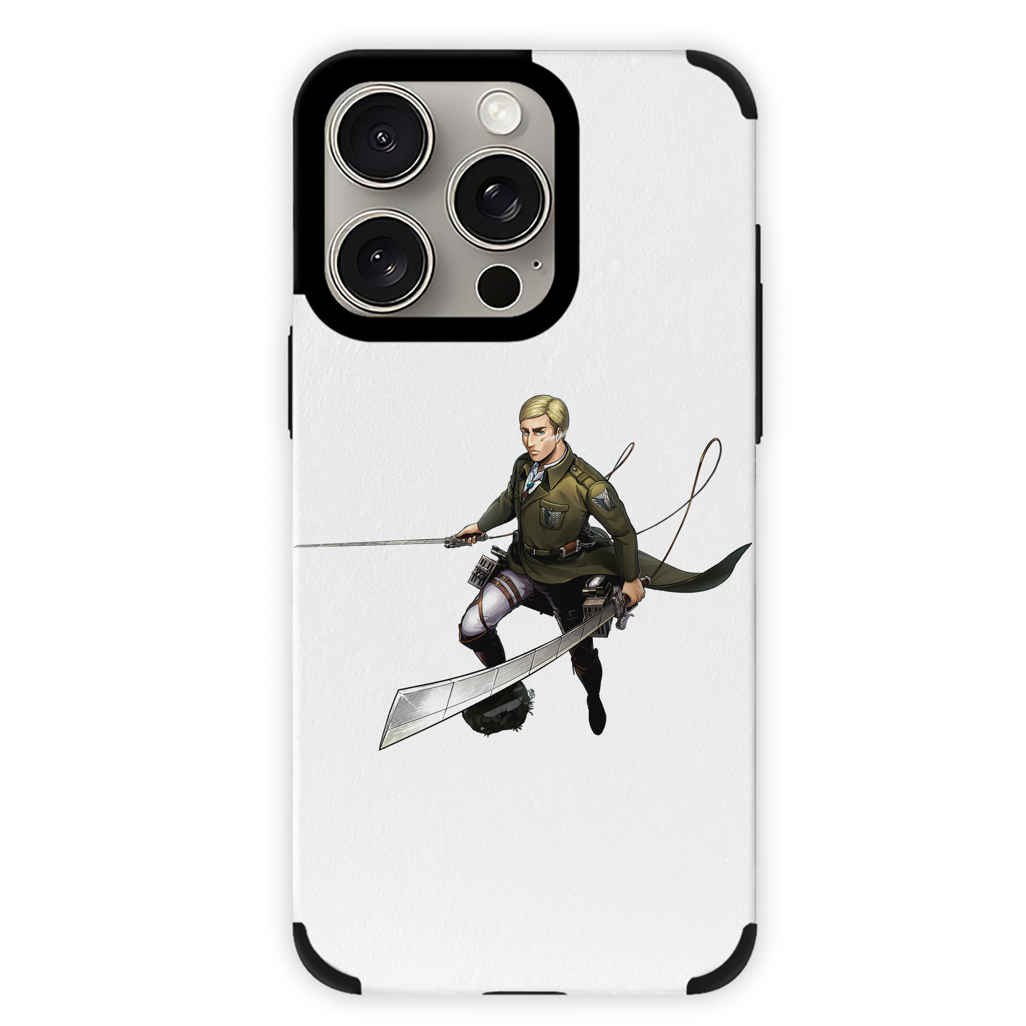 （画像用） 進撃の巨人 エルヴィン・スミス Attack on Titan Erwin Smith 【iPhone15ProMax対応】 PUレザー スマホケース 耐衝撃＆黄変防止