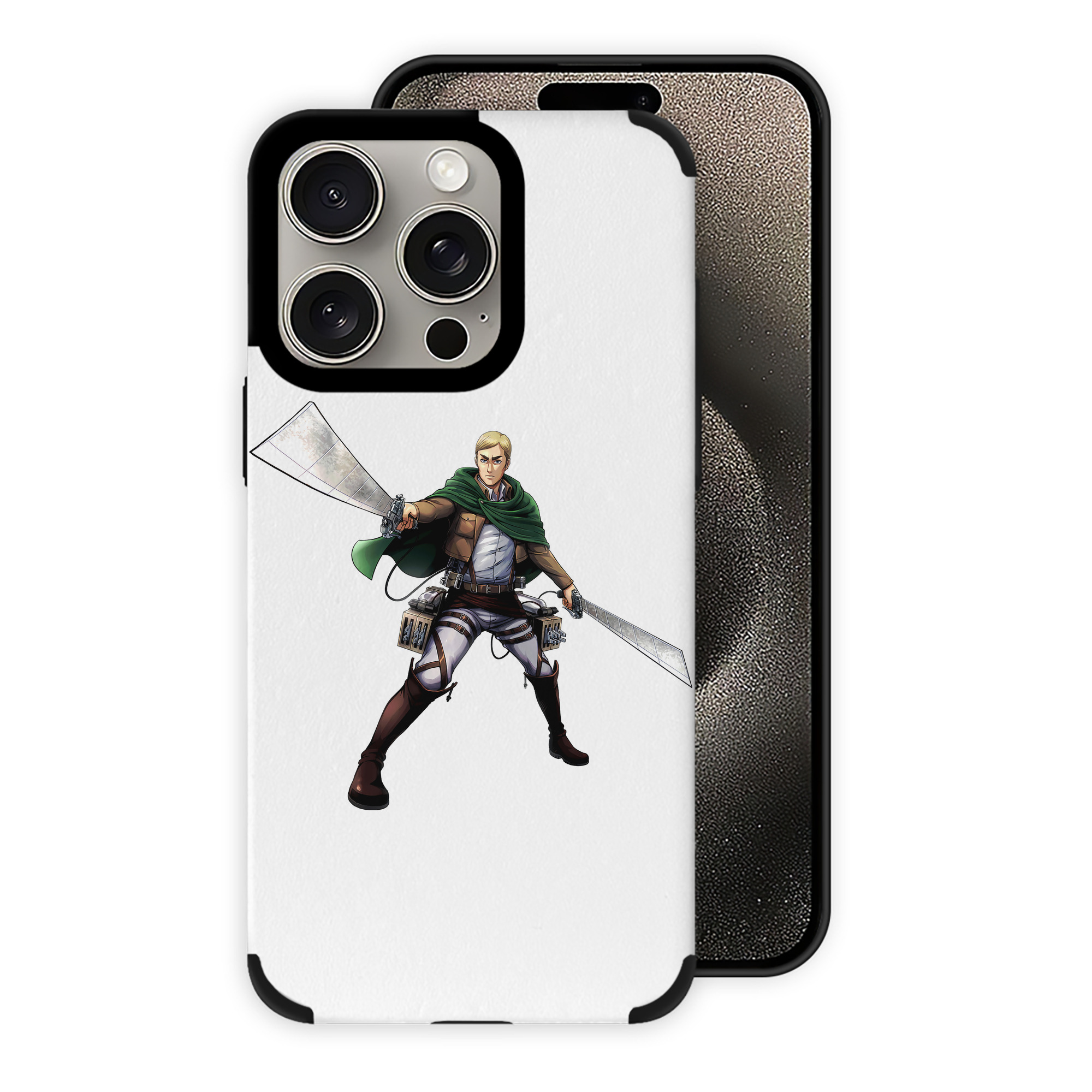 （画像用） 進撃の巨人 エルヴィン・スミス Attack on Titan Erwin Smith 【iPhone15ProMax対応】 PUレザー スマホケース 耐衝撃＆黄変防止