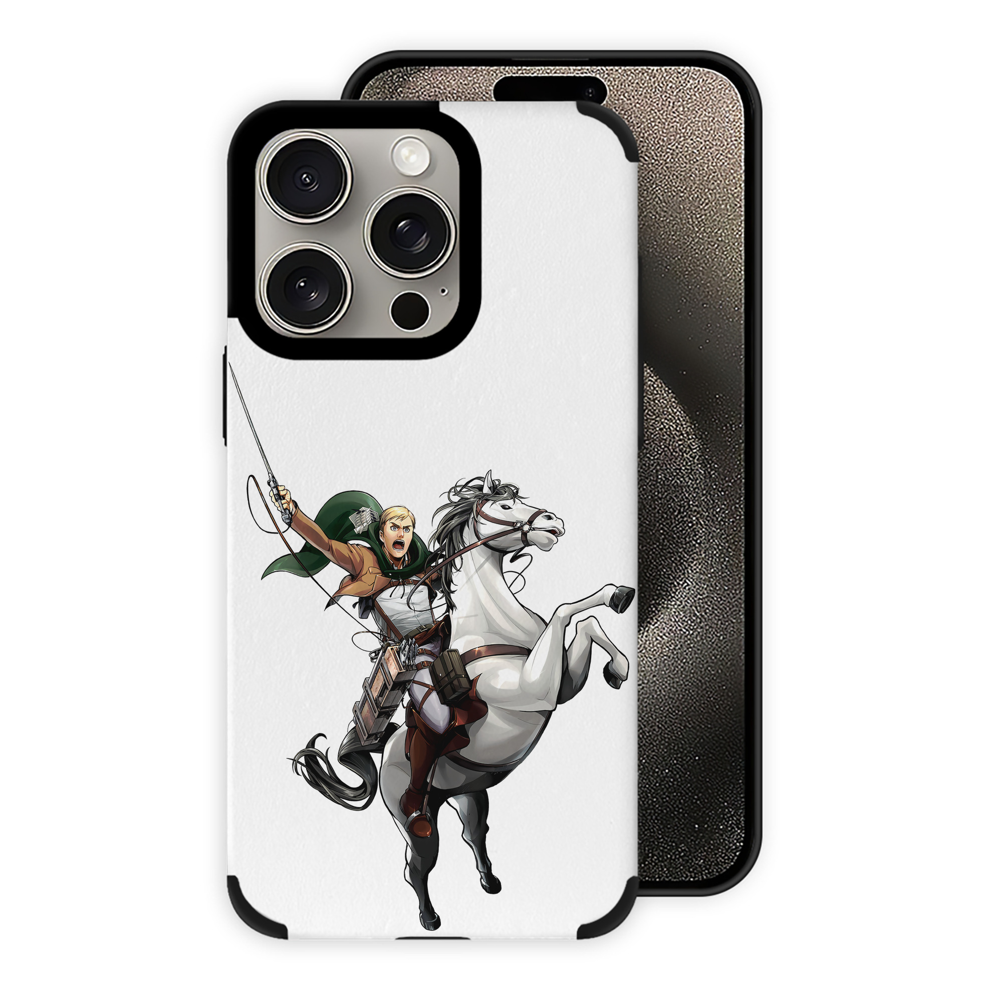 （画像用） 進撃の巨人 エルヴィン・スミス Attack on Titan Erwin Smith 【iPhone15ProMax対応】 PUレザー スマホケース 耐衝撃＆黄変防止
