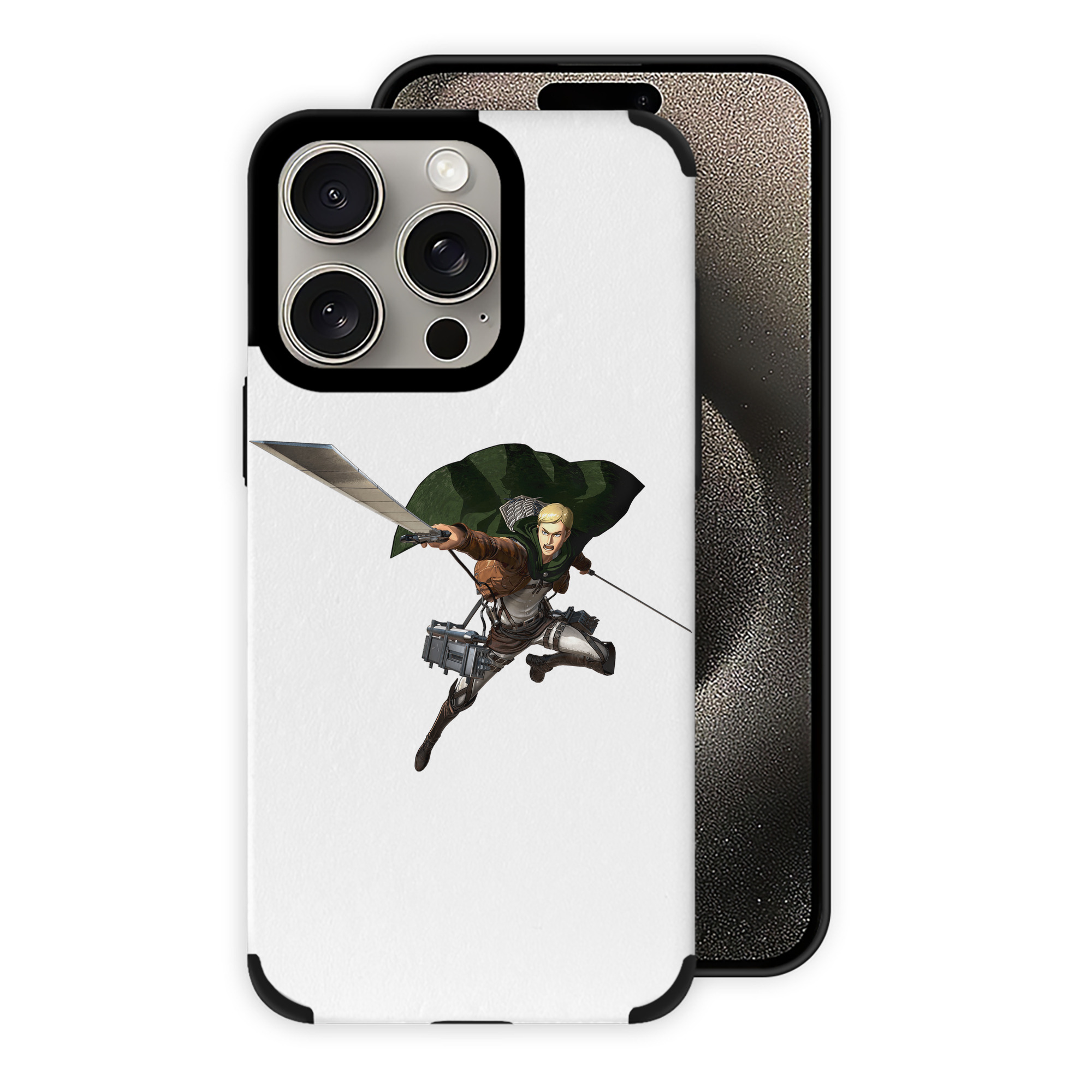 （画像用） 進撃の巨人 エルヴィン・スミス Attack on Titan Erwin Smith 【iPhone15ProMax対応】 PUレザー スマホケース 耐衝撃＆黄変防止