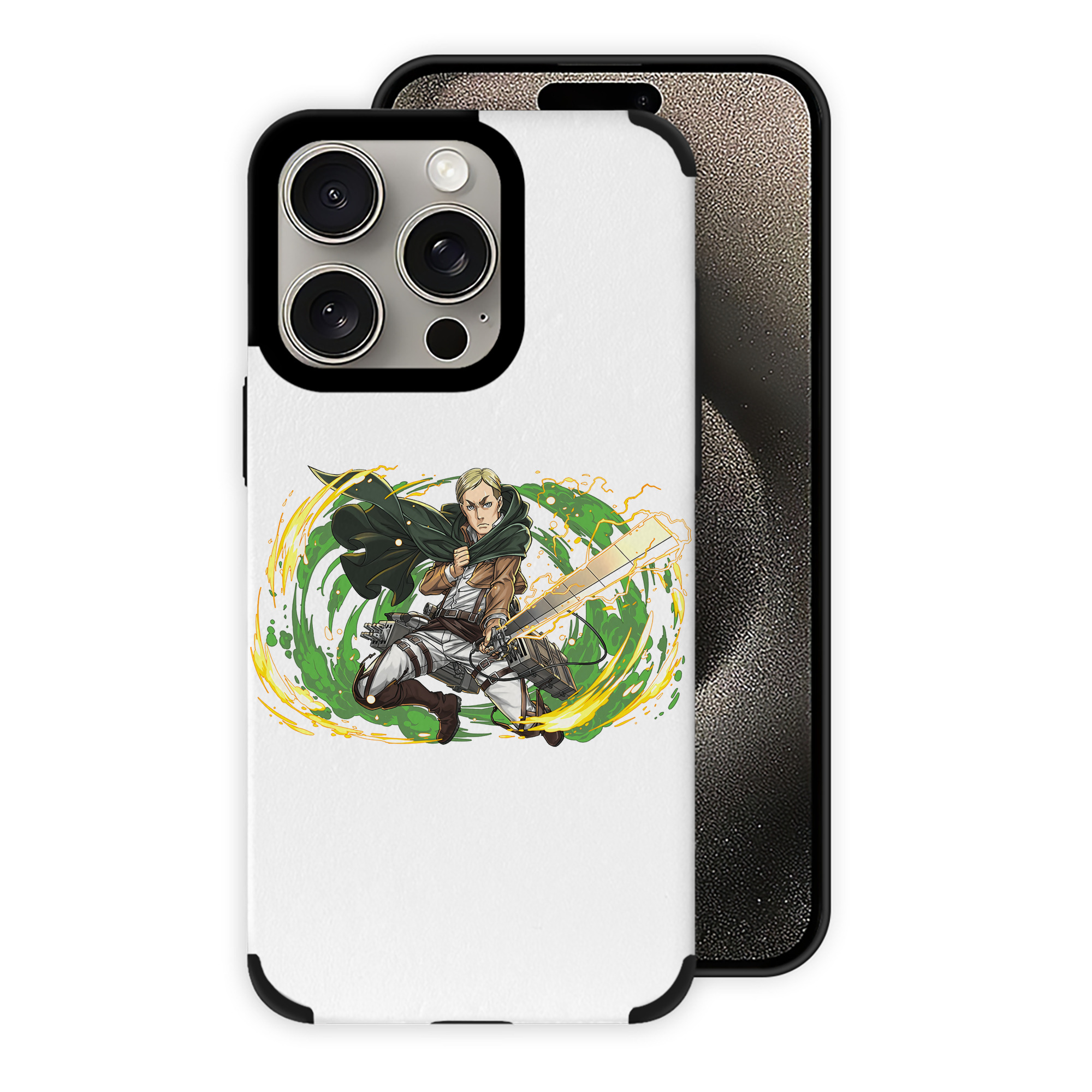 （画像用） 進撃の巨人 エルヴィン・スミス Attack on Titan Erwin Smith 【iPhone15ProMax対応】 PUレザー スマホケース 耐衝撃＆黄変防止
