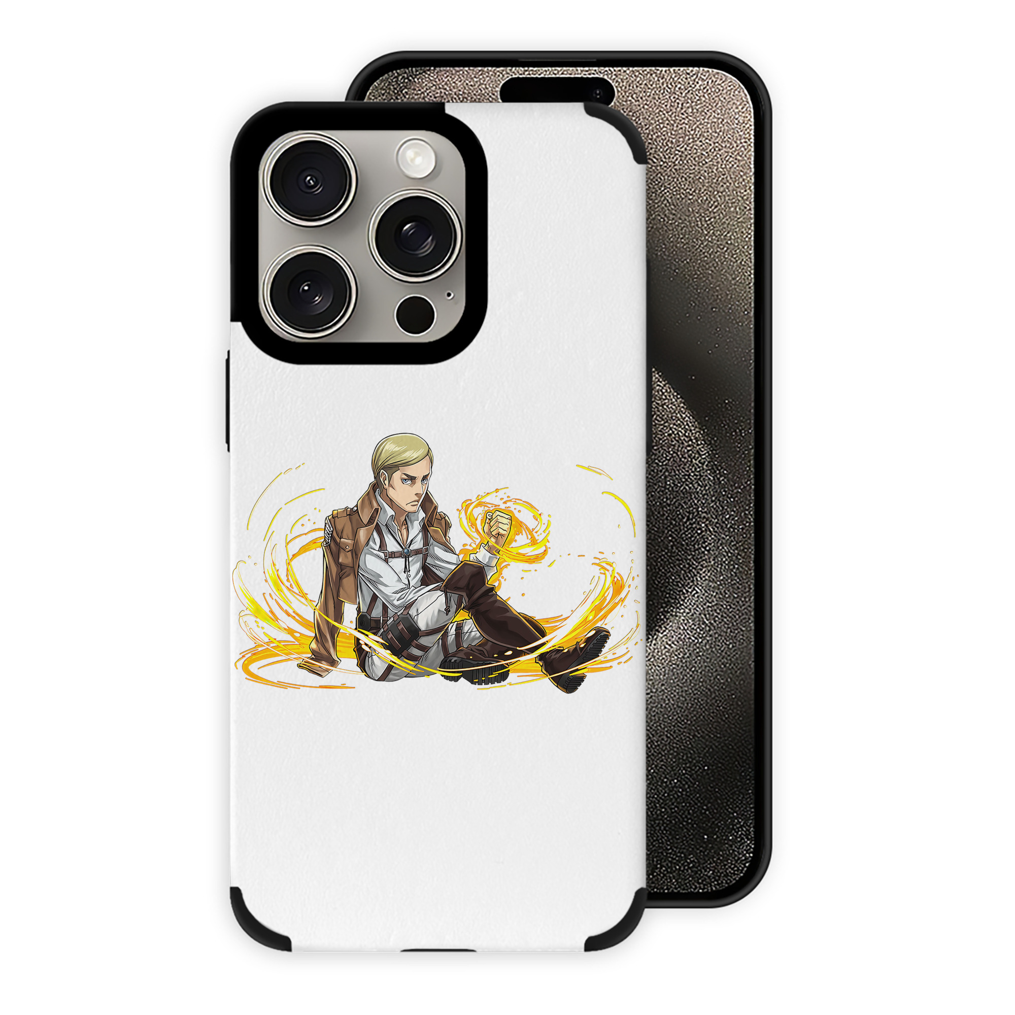 （画像用） 進撃の巨人 エルヴィン・スミス Attack on Titan Erwin Smith 【iPhone15ProMax対応】 PUレザー スマホケース 耐衝撃＆黄変防止