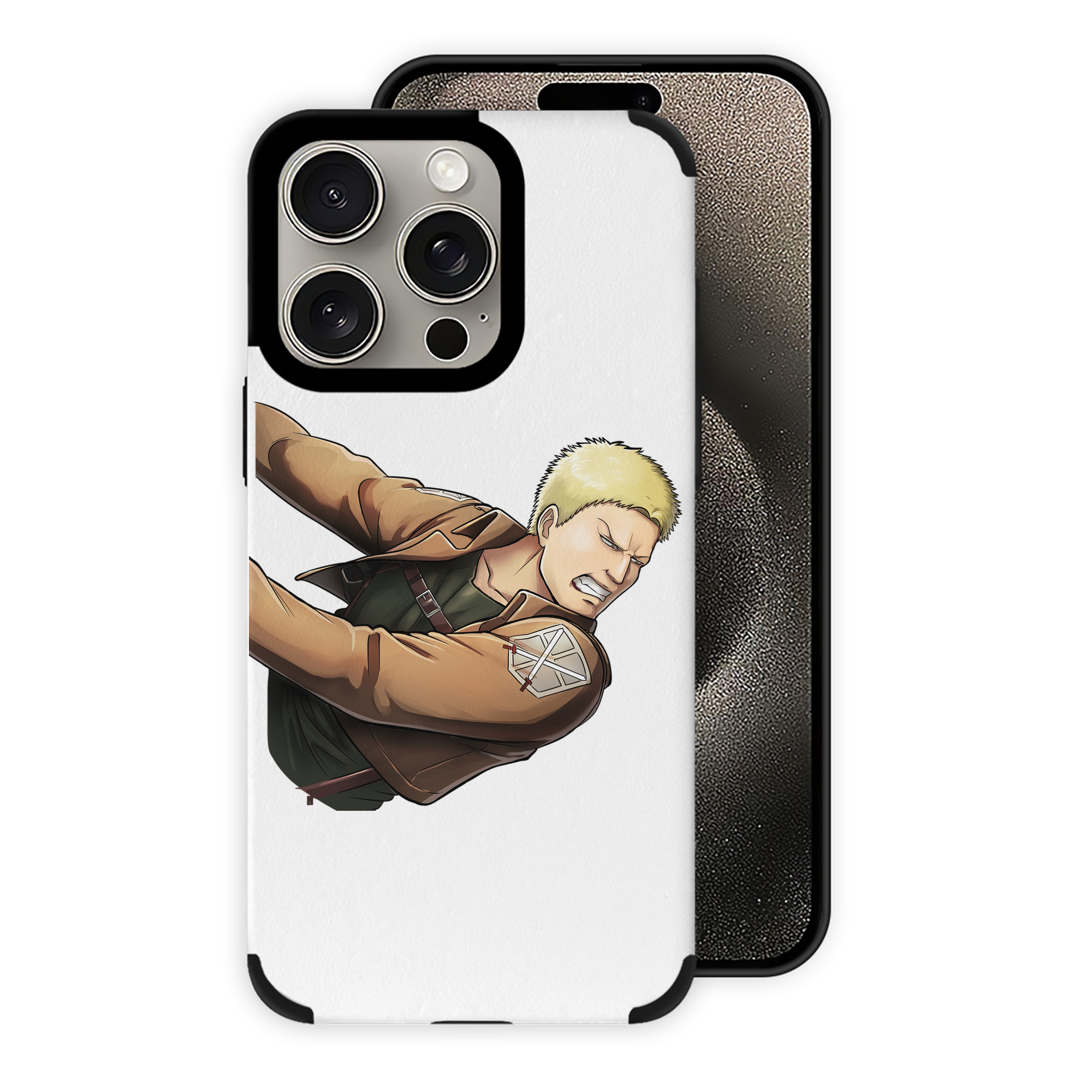 （画像用） 進撃の巨人 ライナー・ブラウン Attack on Titan Reiner Braun 【iPhone15ProMax対応】 PUレザー スマホケース 耐衝撃＆黄変防止