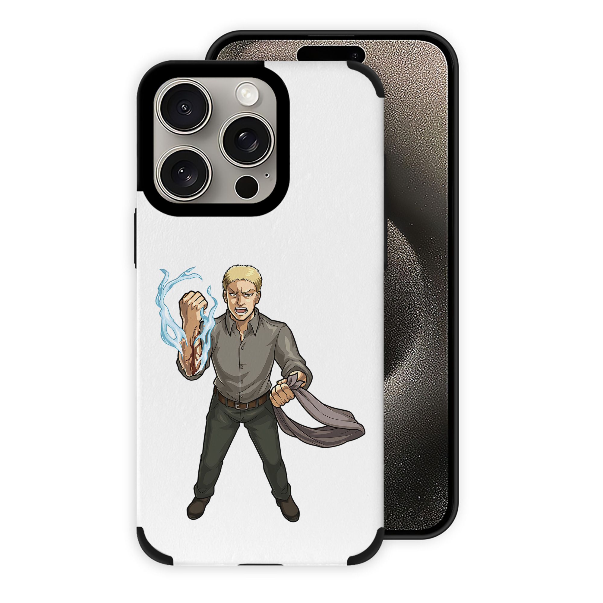 （画像用） 進撃の巨人 ライナー・ブラウン Attack on Titan Reiner Braun 【iPhone15ProMax対応】 PUレザー スマホケース 耐衝撃＆黄変防止