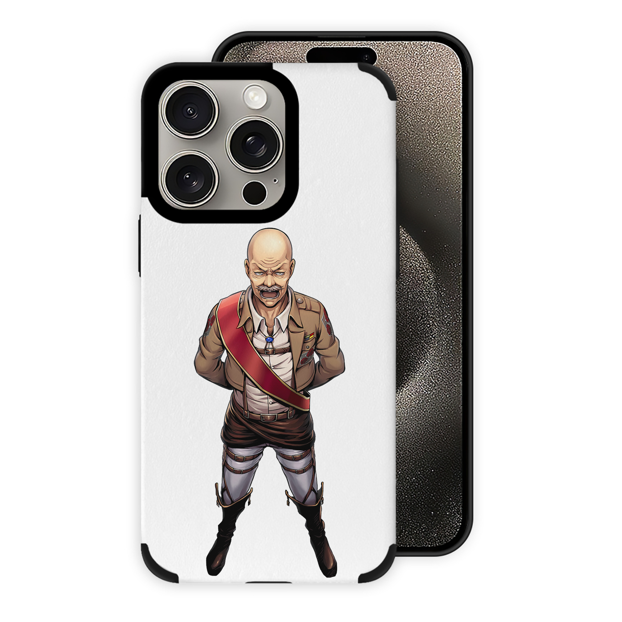 （画像用） 進撃の巨人 ドット·ピクシス Attack on Titan Dot Pixis 【iPhone15ProMax対応】 PUレザー スマホケース 耐衝撃＆黄変防止