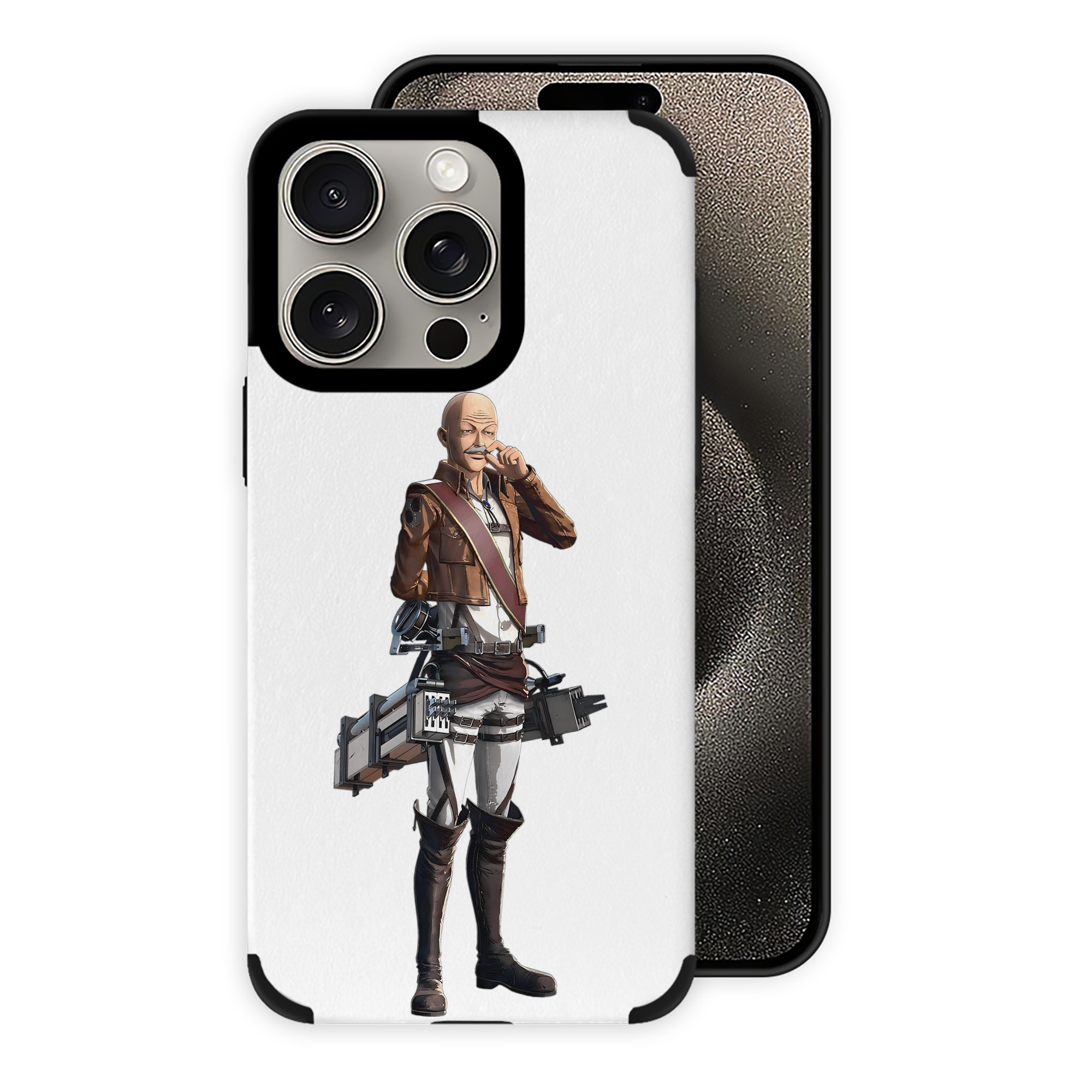 （画像用） 進撃の巨人 ドット·ピクシス Attack on Titan Dot Pixis 【iPhone15ProMax対応】 PUレザー スマホケース 耐衝撃＆黄変防止