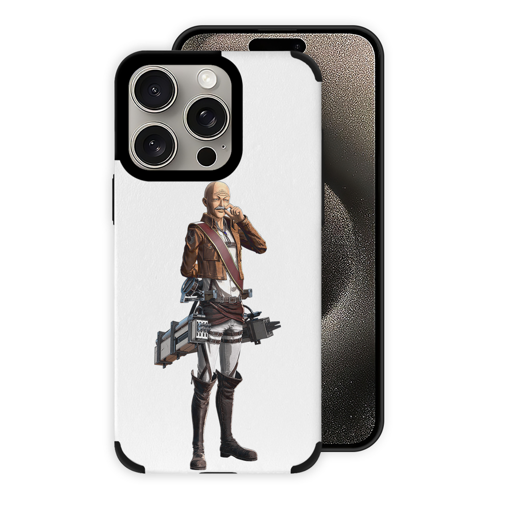 （画像用） 進撃の巨人 ドット·ピクシス Attack on Titan Dot Pixis 【iPhone15ProMax対応】 PUレザー スマホケース 耐衝撃＆黄変防止