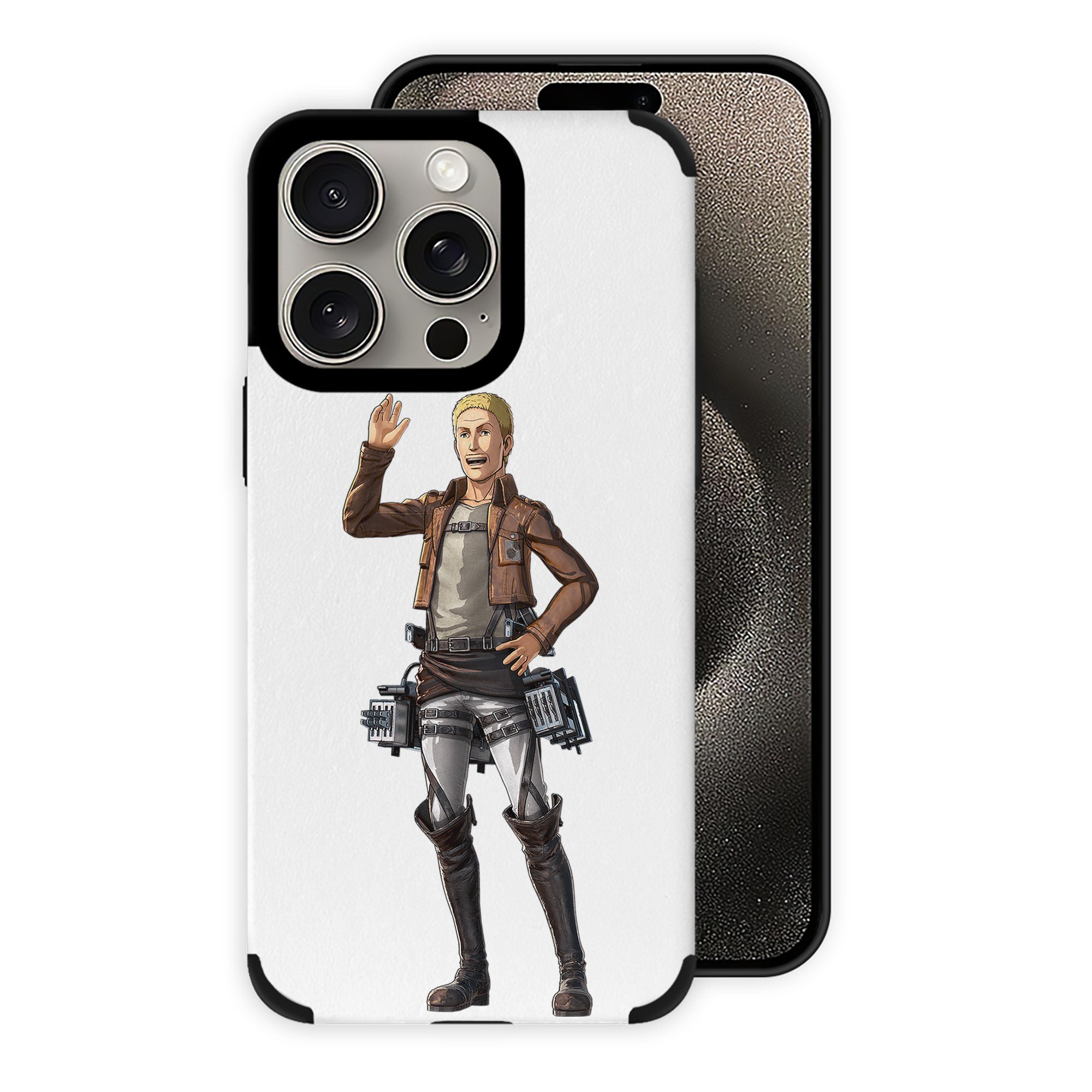 （画像用） 進撃の巨人 ハンネス Attack on Titan Hannes 【iPhone15ProMax対応】 PUレザー スマホケース 耐衝撃＆黄変防止