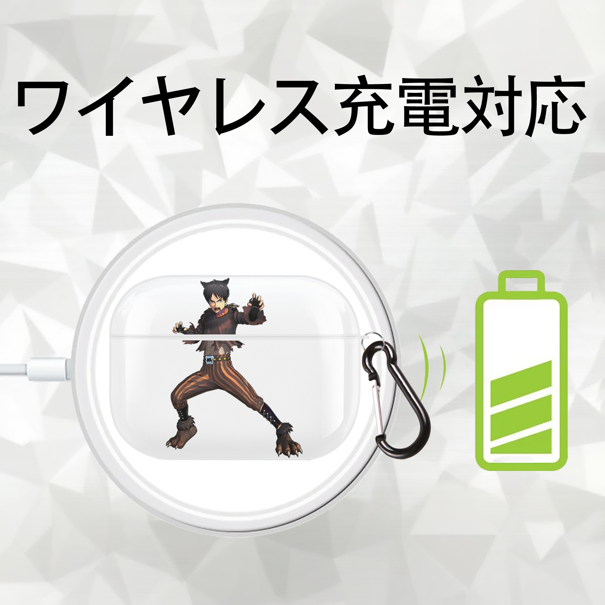 進撃の巨人 エレン･イェーガー Attack on Titan Eren Jäger 【AirPods Pro用】ハードシェル保護ケース 耐衝撃・防指紋・カラビナ付き商品仕様