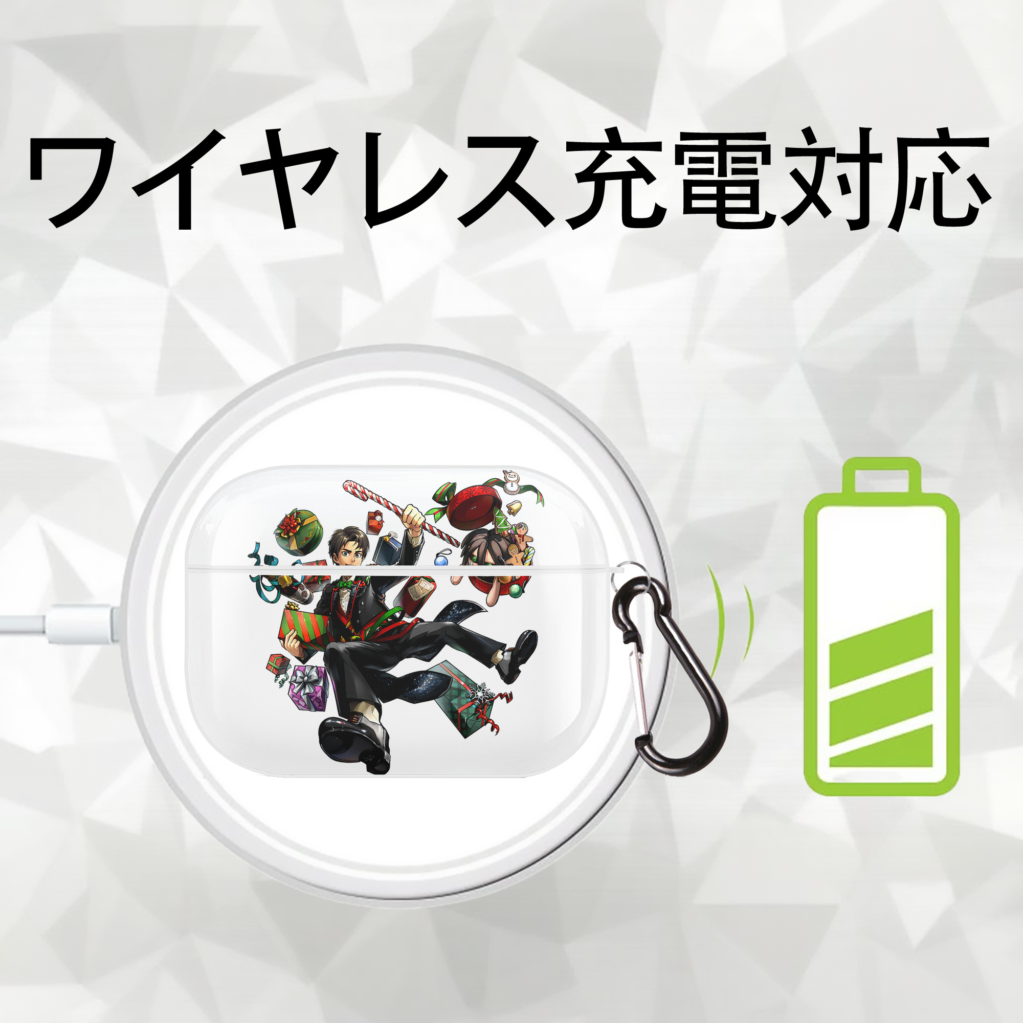 進撃の巨人 エレン･イェーガー Attack on Titan Eren Jäger 【AirPods Pro用】ハードシェル保護ケース 耐衝撃・防指紋・カラビナ付き商品仕様