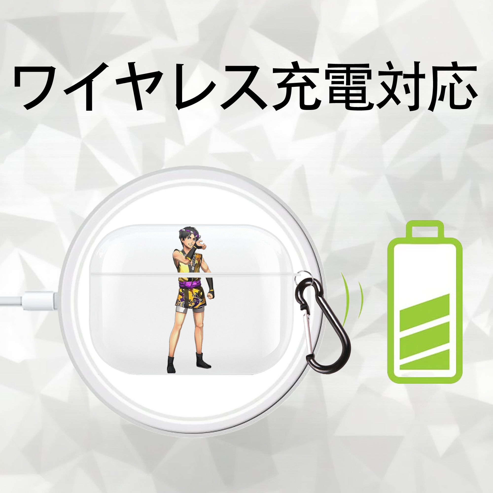 進撃の巨人 リヴァイ·アッカーマン Attack on Titan Levi Ackerman 【AirPods Pro用】ハードシェル保護ケース 耐衝撃・防指紋・カラビナ付き商品仕様