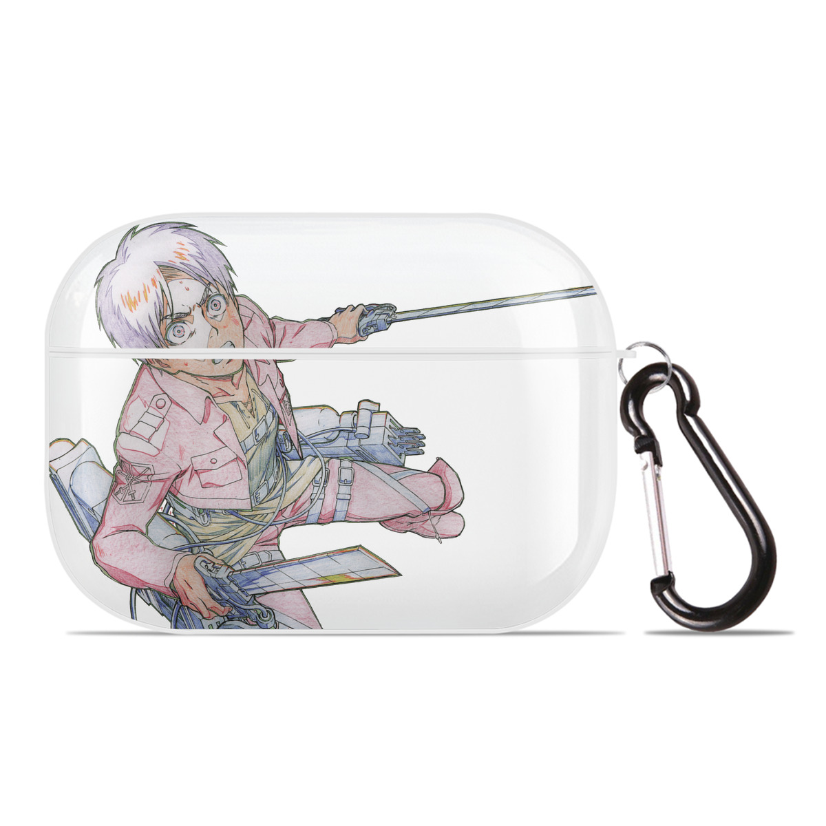 （画像用） 進撃の巨人 エレン･イェーガー Attack on Titan Eren Jäger 【AirPods Pro用】ハードシェル保護ケース 耐衝撃・防指紋・カラビナ付き商品仕様