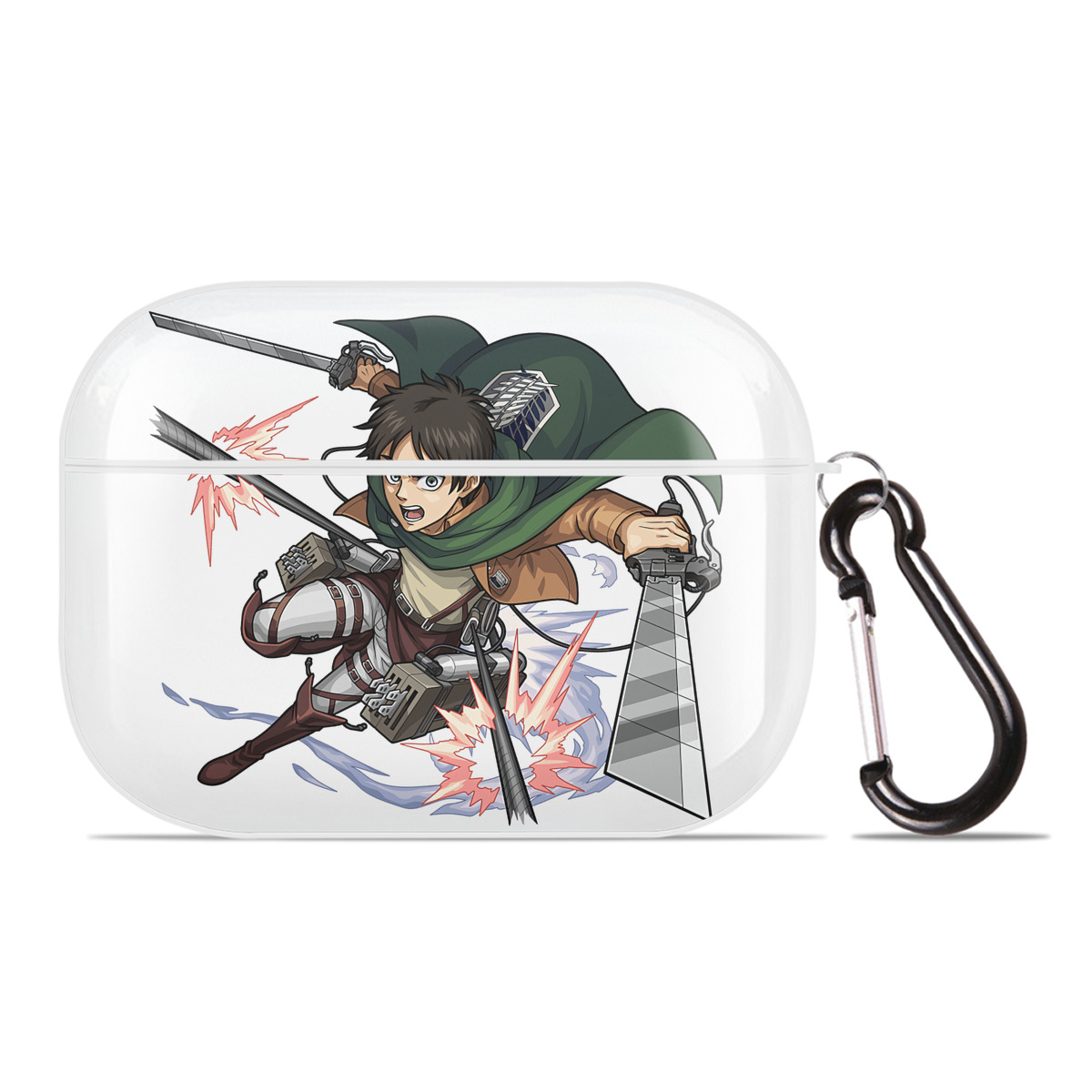 （画像用） 進撃の巨人 エレン･イェーガー Attack on Titan Eren Jäger 【AirPods Pro用】ハードシェル保護ケース 耐衝撃・防指紋・カラビナ付き商品仕様