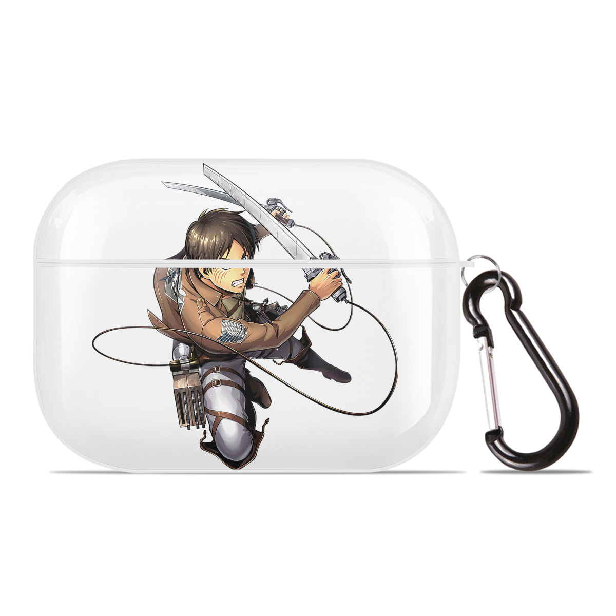 （画像用） 進撃の巨人 エレン･イェーガー Attack on Titan Eren Jäger 【AirPods Pro用】ハードシェル保護ケース 耐衝撃・防指紋・カラビナ付き商品仕様